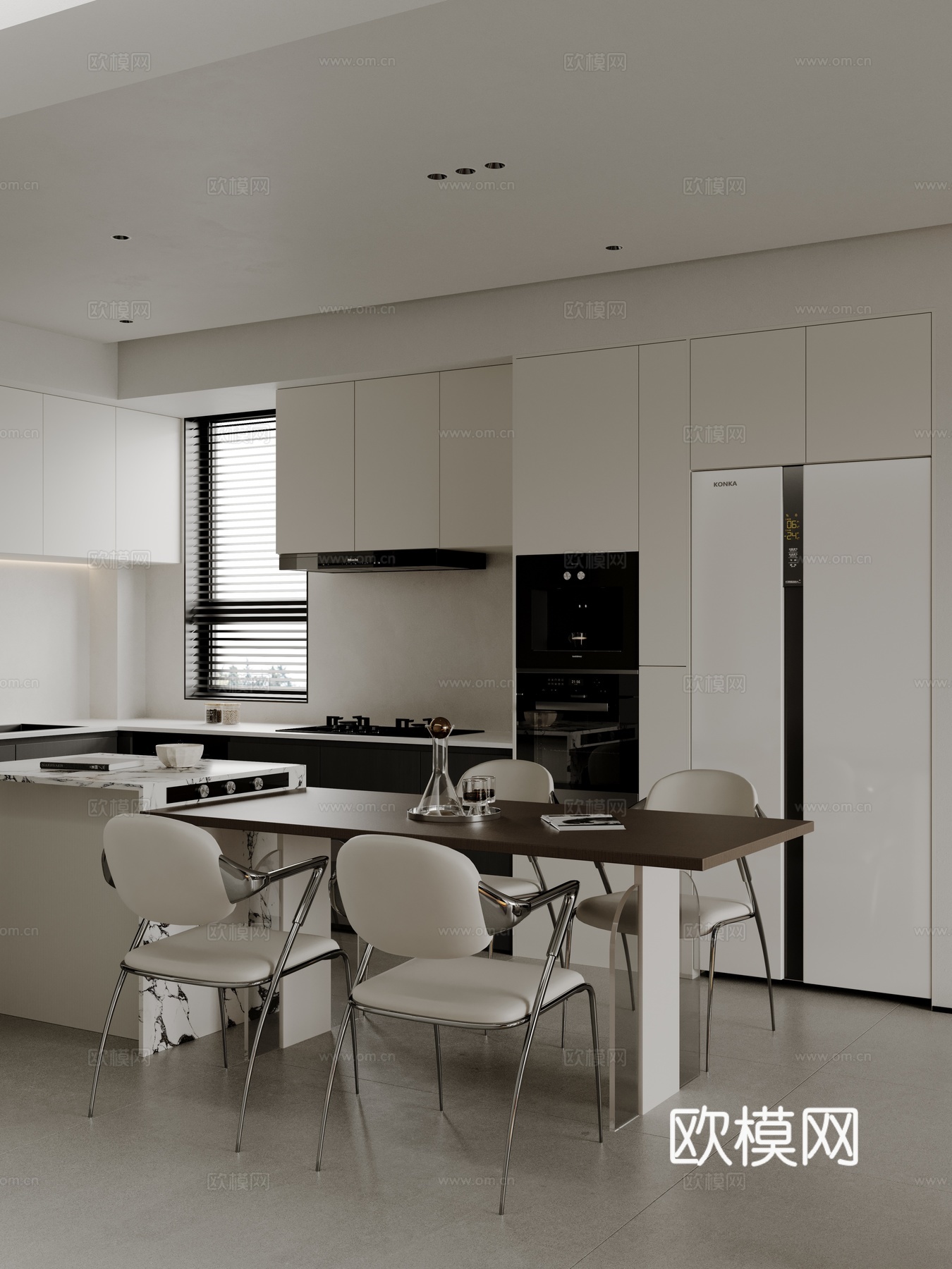 现代极简餐厅3d模型