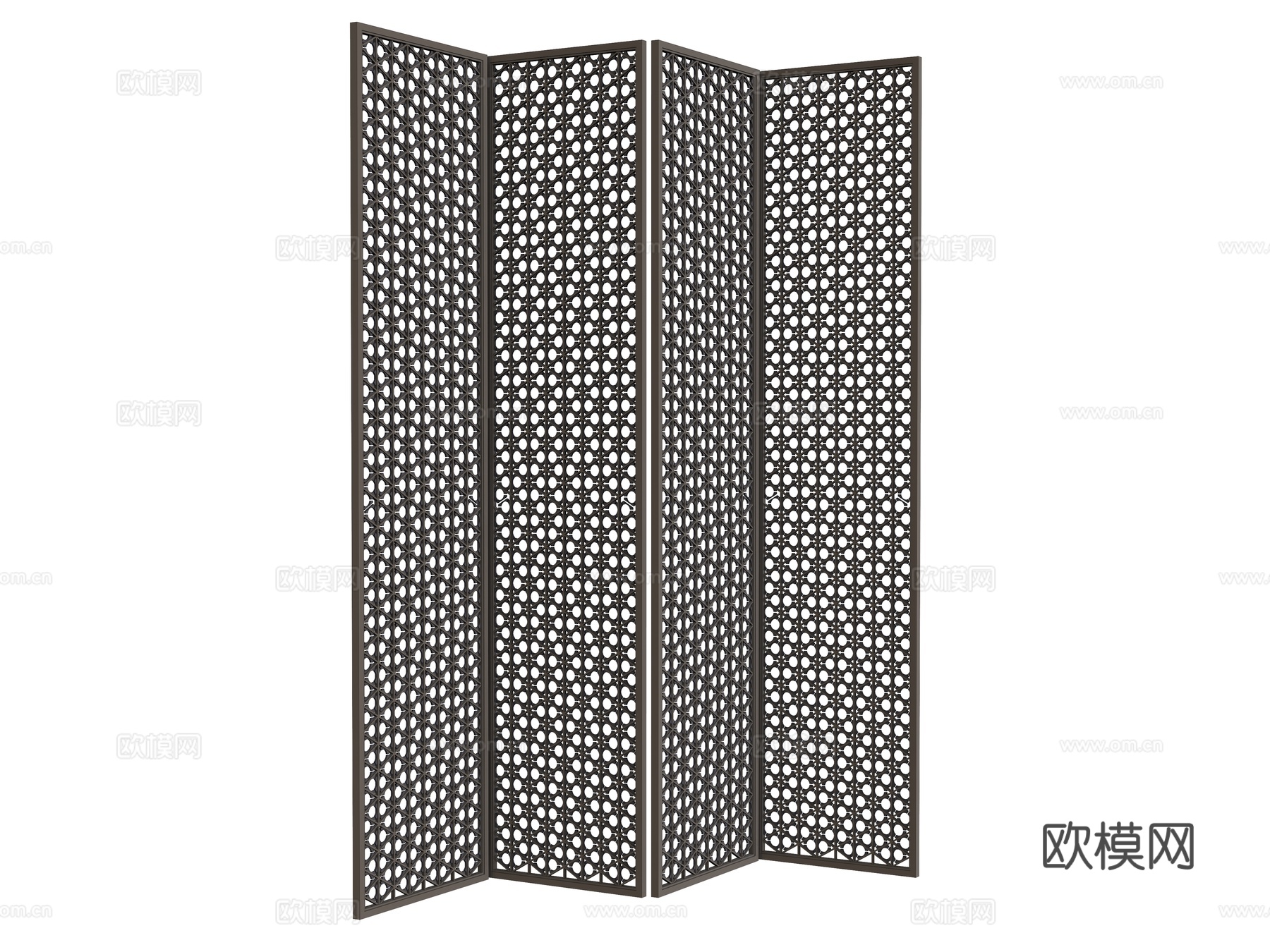 屏风隔断门档   木屏风su模型下载（渲染图1）