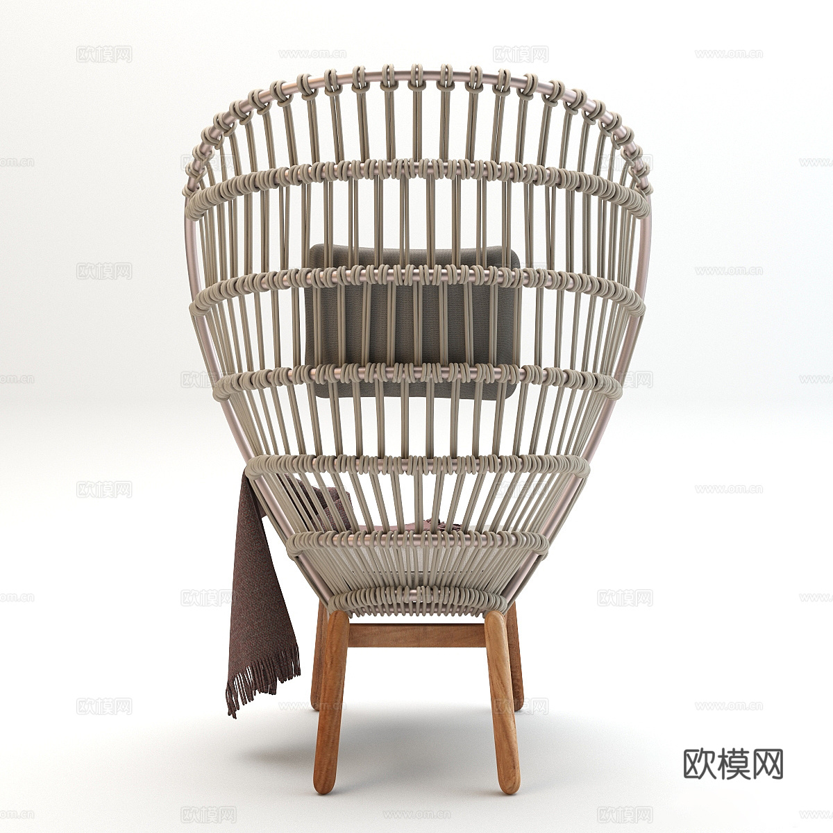 侘寂风单椅 户外休闲椅 庭院休闲椅 藤编单椅 藤编休闲椅su模型