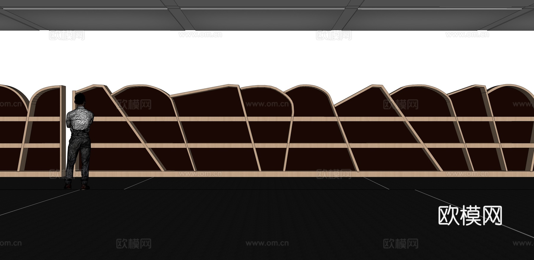 文化墙 企业文化墙 展示墙  展厅 校园文化 走廊 教室su模型下载（渲染图2）