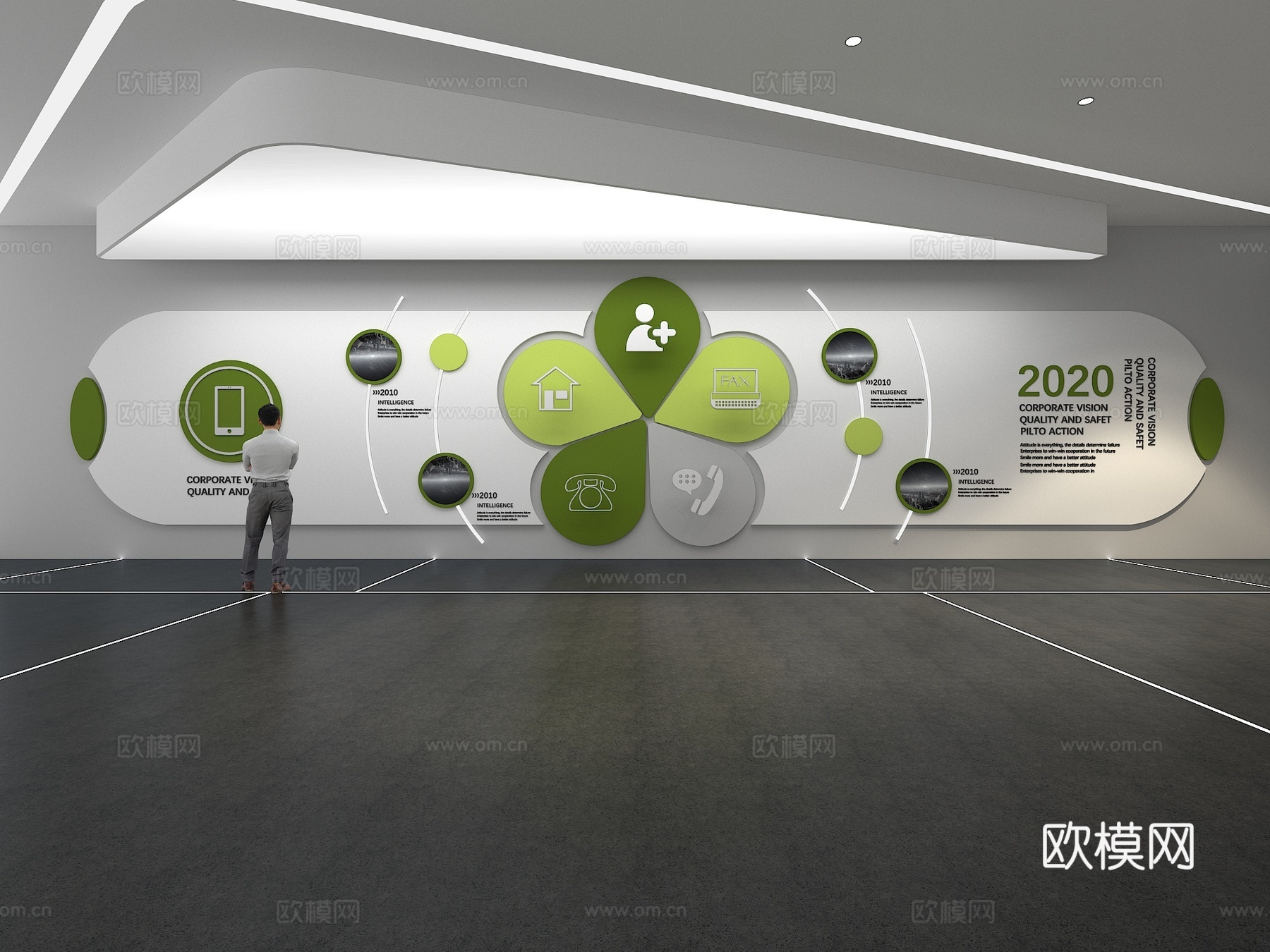 文化墙 企业文化墙 展示墙 主题墙 展厅 校园文化 教室su模型下载（渲染图1）