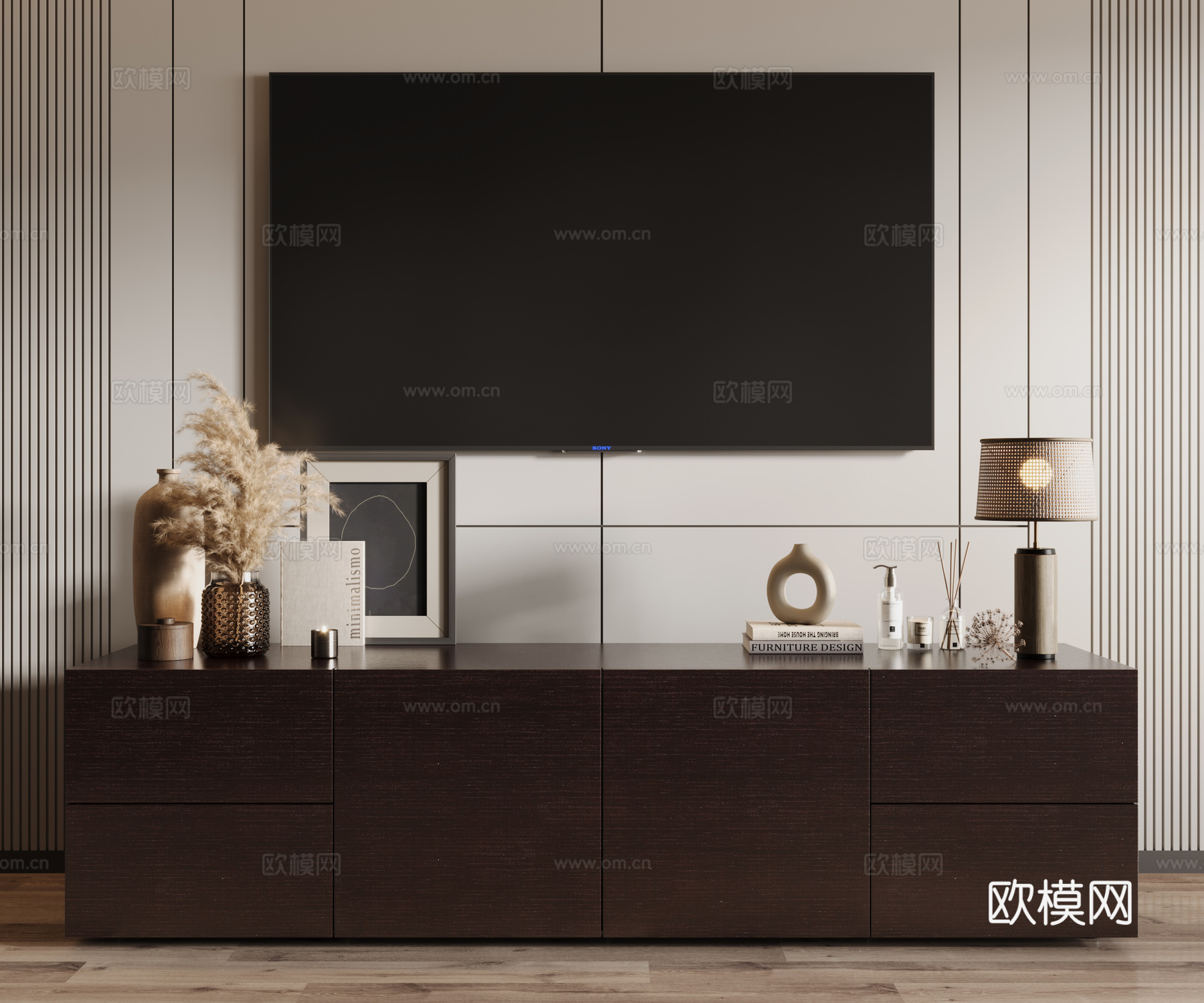 侘寂电视柜su模型