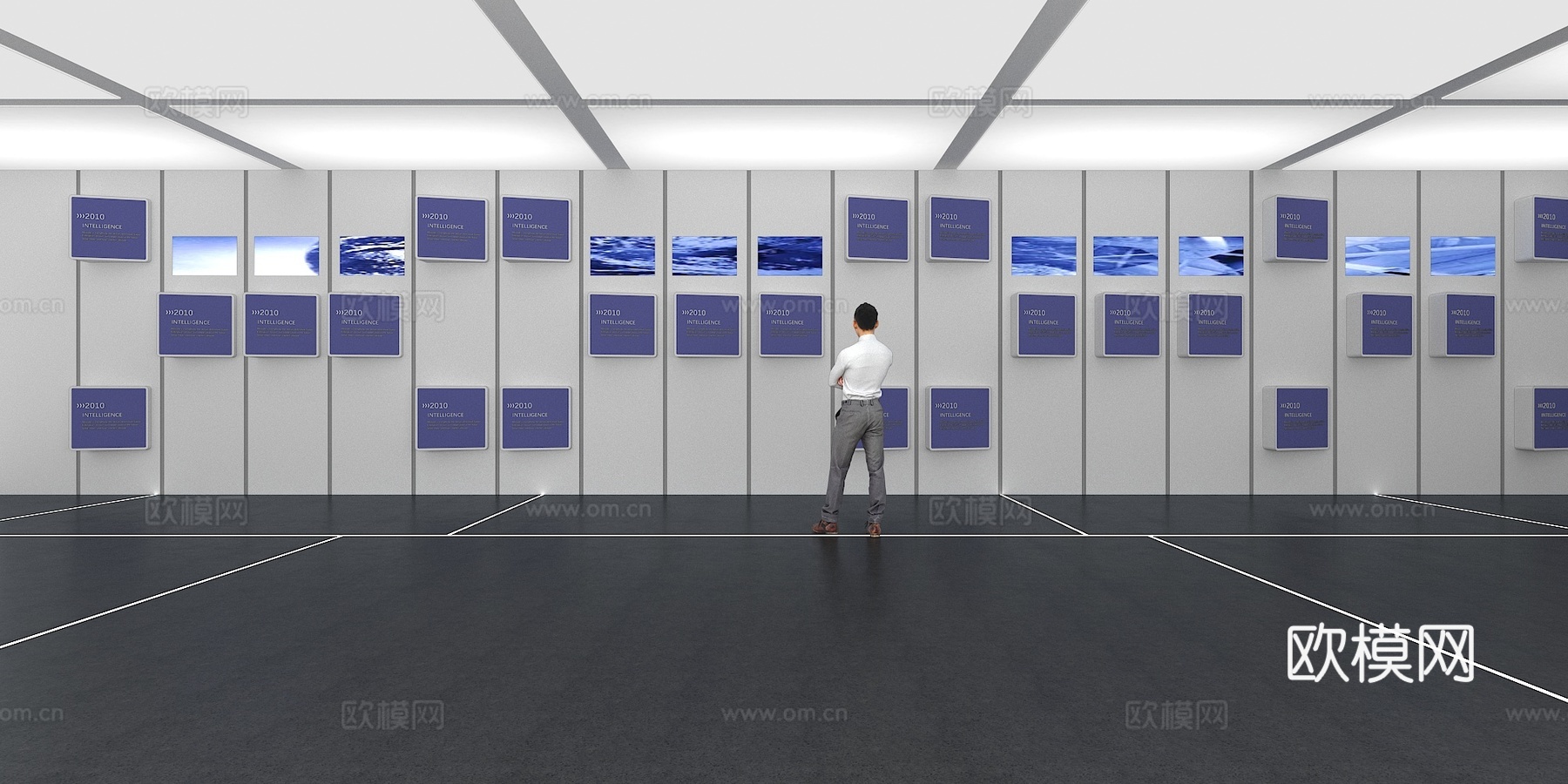 文化墙 企业文化墙 展示墙 VR 展厅 校园文化 教室su模型下载（渲染图1）