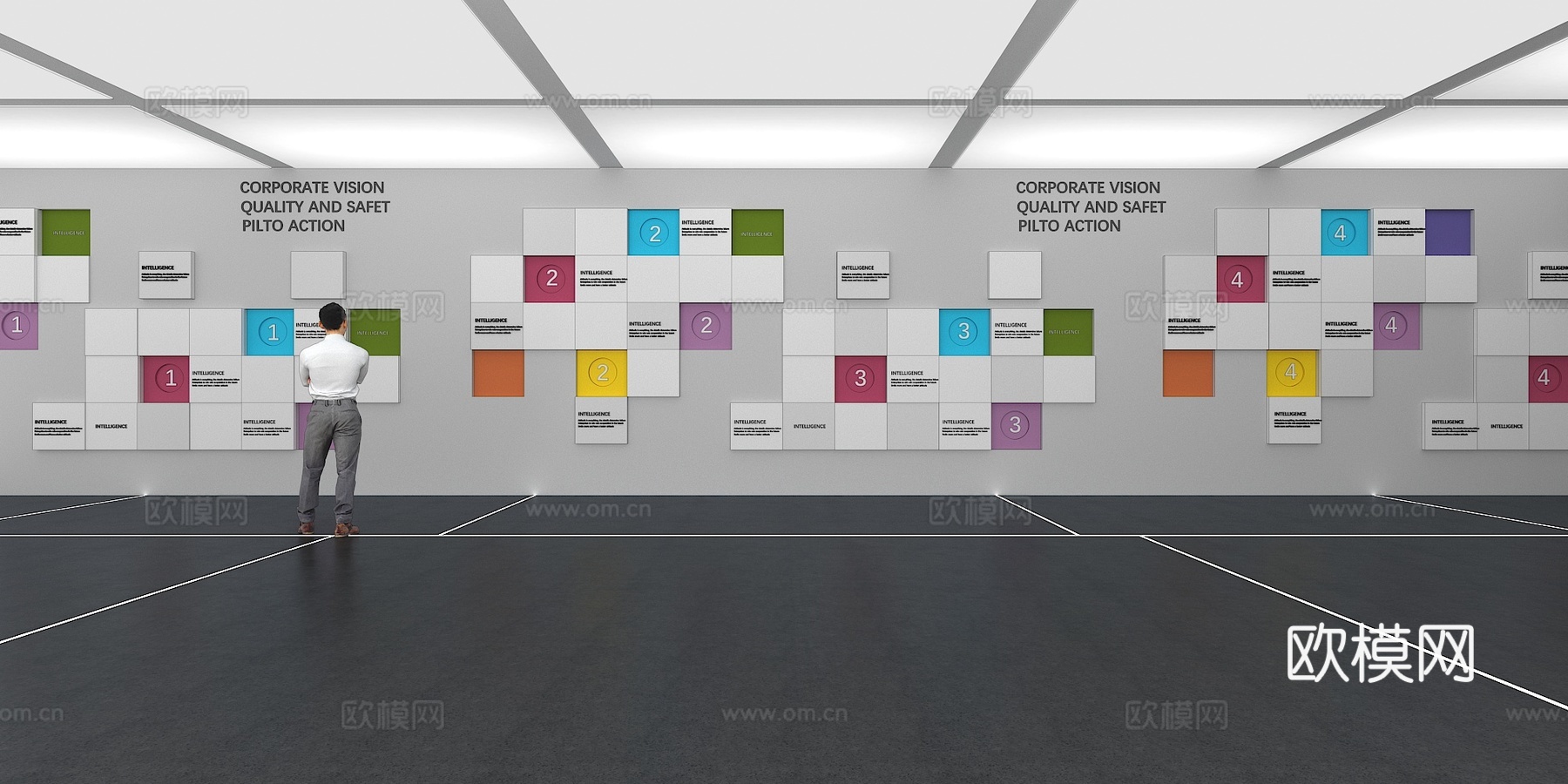 文化墙 企业文化墙 展示墙 主题墙 展厅 校园文化 教室su模型下载（渲染图1）