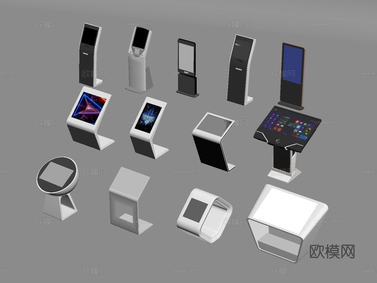 ATM机 现代查询机 取号机 挂号机 取票机su模型下载（渲染图2）