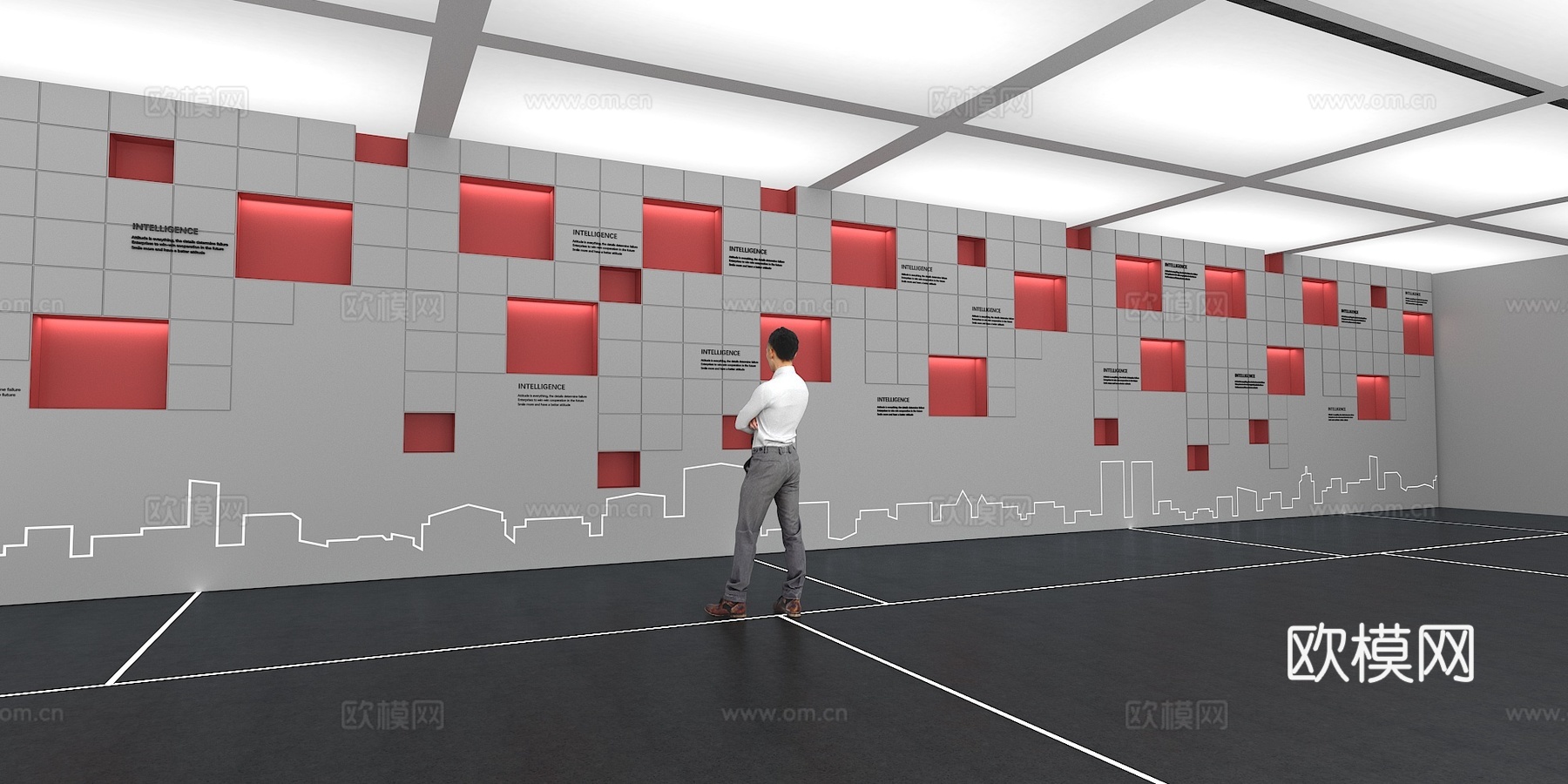 文化墙 企业文化墙 展示墙 主题墙 展厅 校园文化 教室su模型下载（渲染图1）