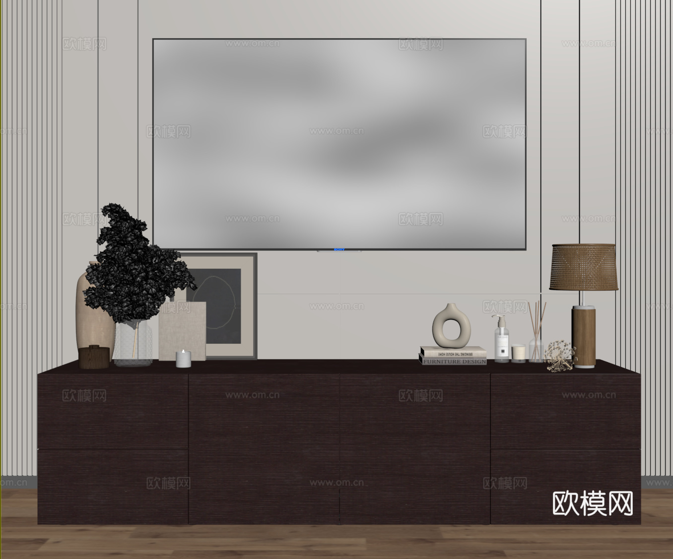 侘寂电视柜su模型