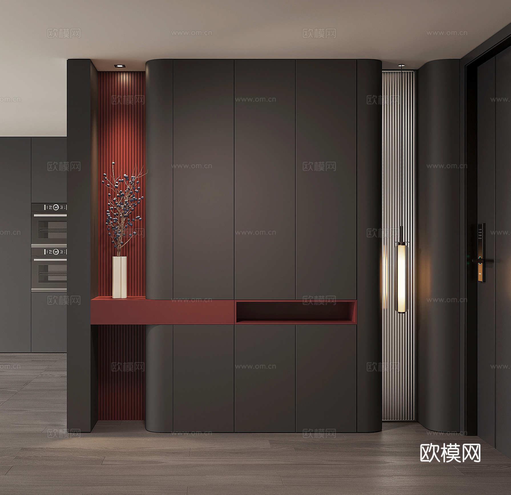现代入户鞋柜su模型下载（渲染图1）
