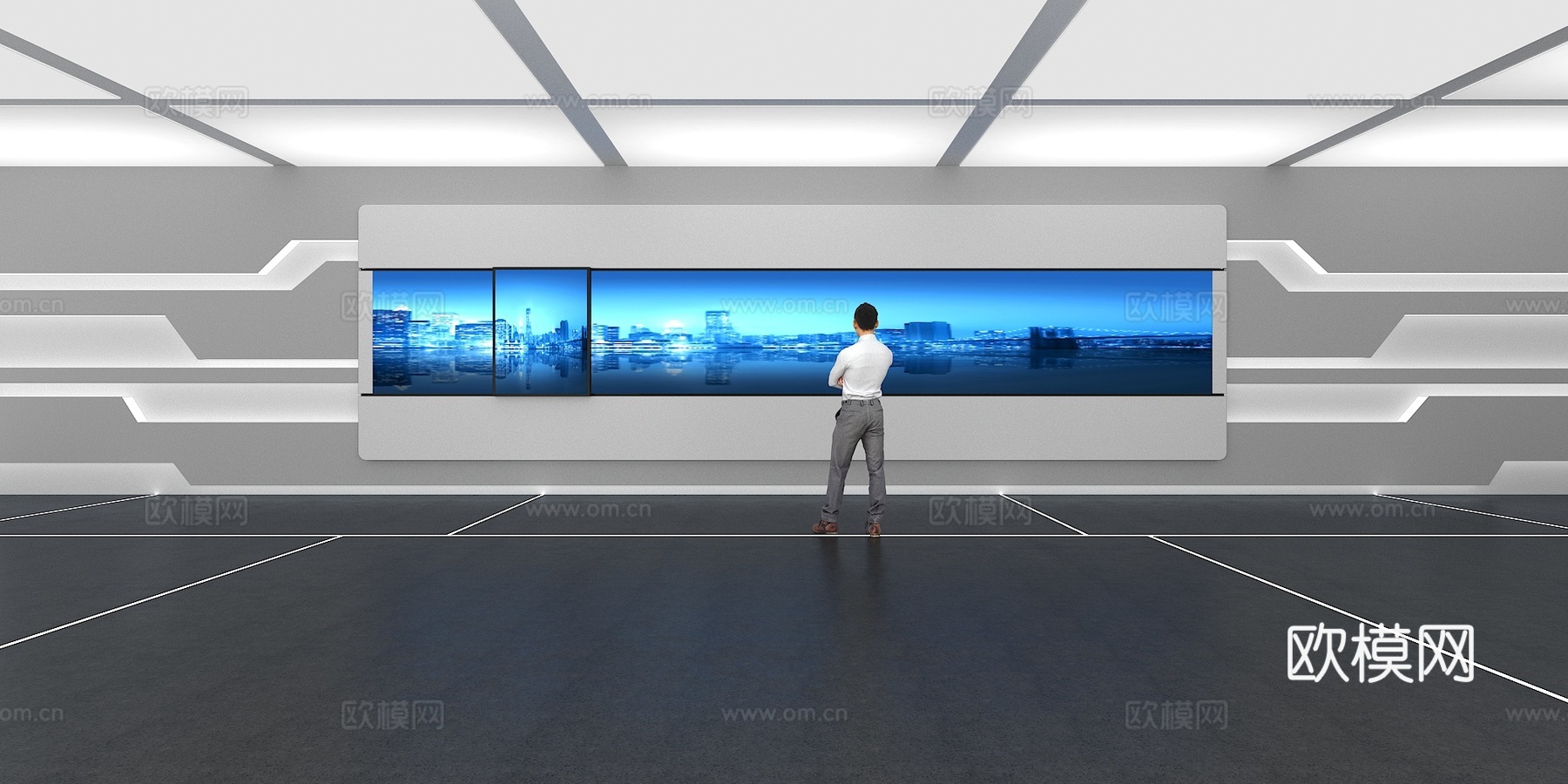 滑轨屏 企业文化墙 展示墙 VR 展厅 校园文化 教室su模型