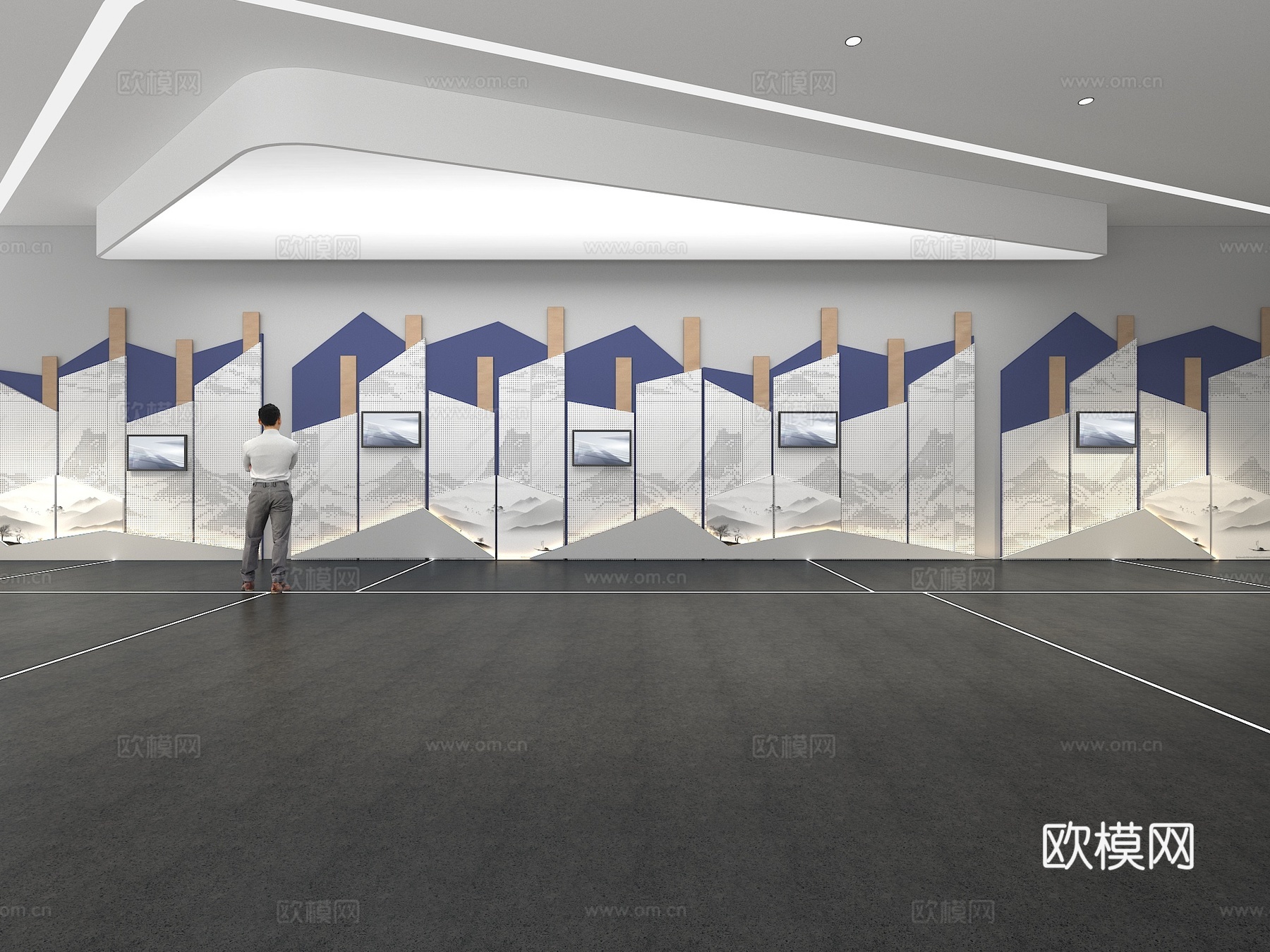 文化墙 企业文化墙 展示墙 主题墙 展厅 校园文化 教室su模型下载（渲染图1）