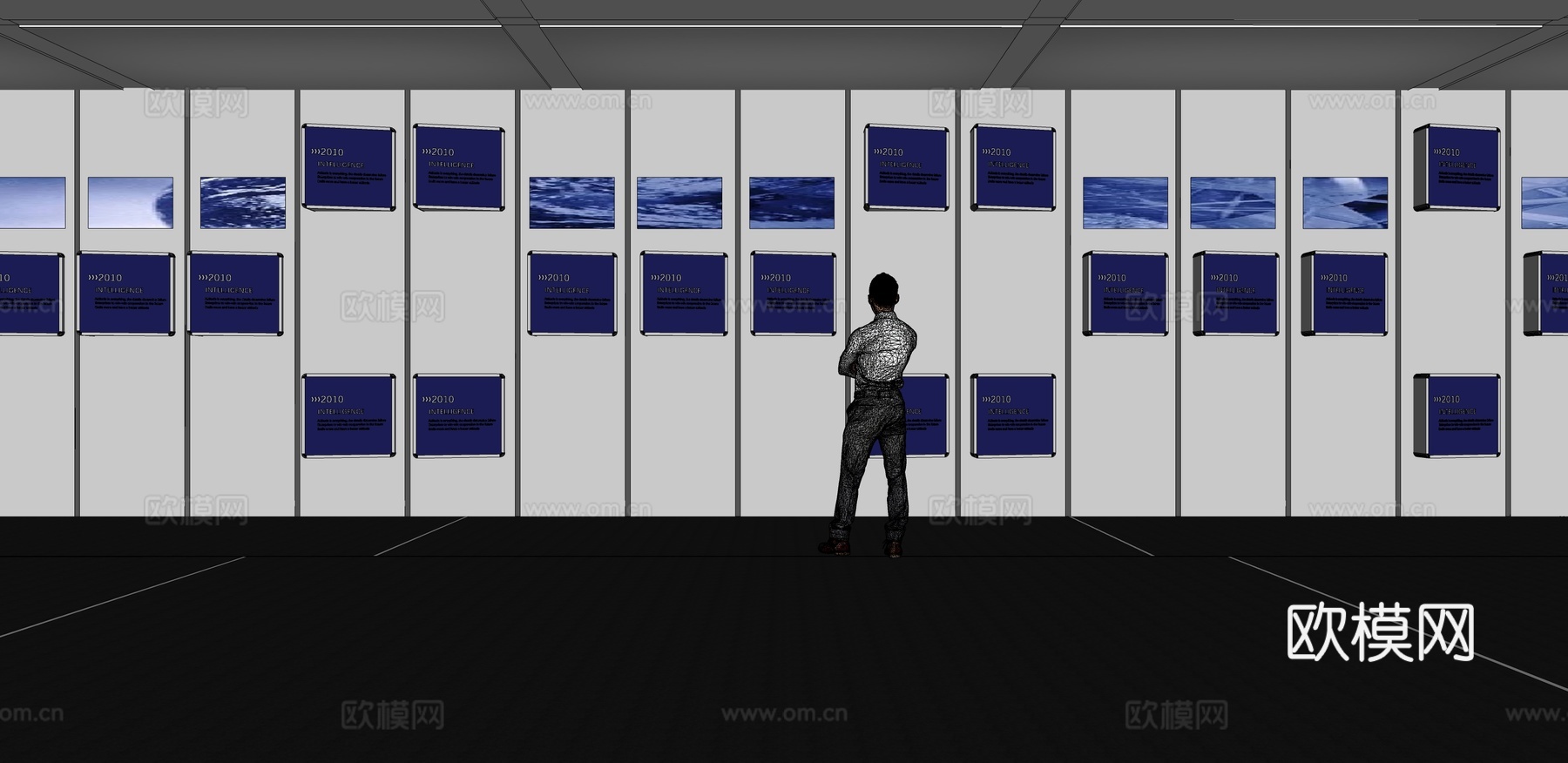 文化墙 企业文化墙 展示墙 VR 展厅 校园文化 教室su模型下载（渲染图2）