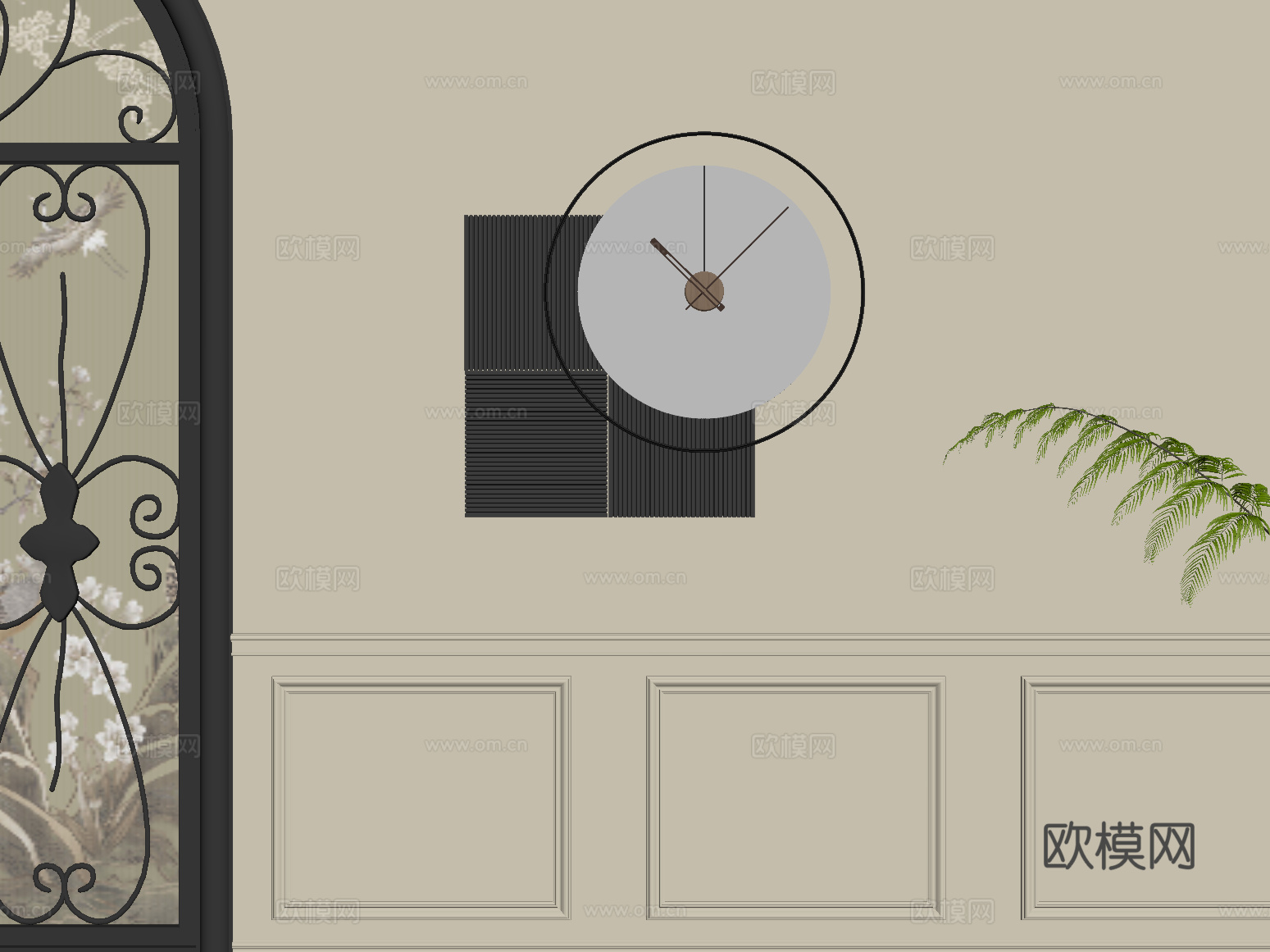现代极简钟表 挂钟 吊钟su模型