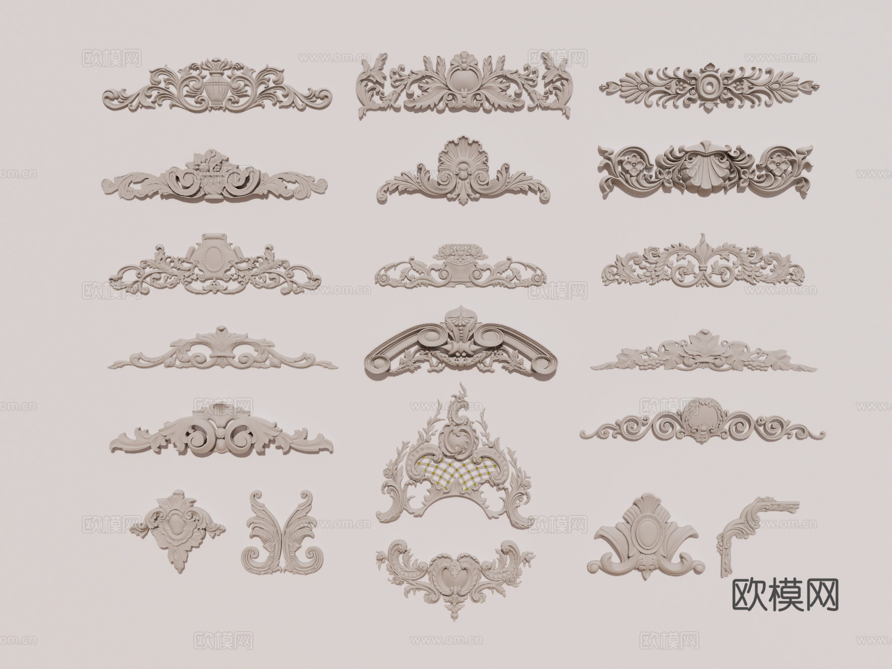 装饰构件 浮雕 雕花 pu装饰构件su模型下载（渲染图1）