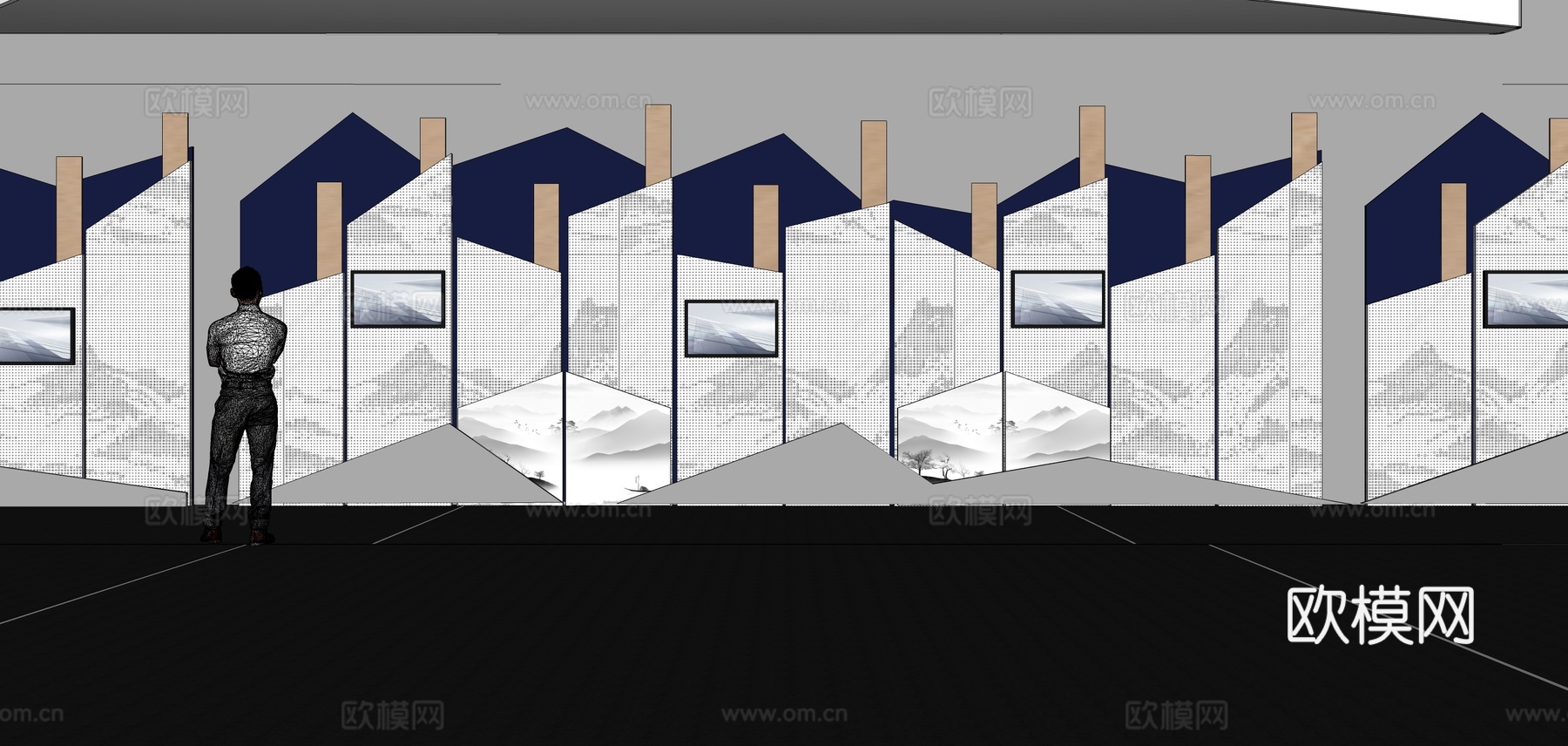 文化墙 企业文化墙 展示墙 主题墙 展厅 校园文化 教室su模型下载（渲染图2）