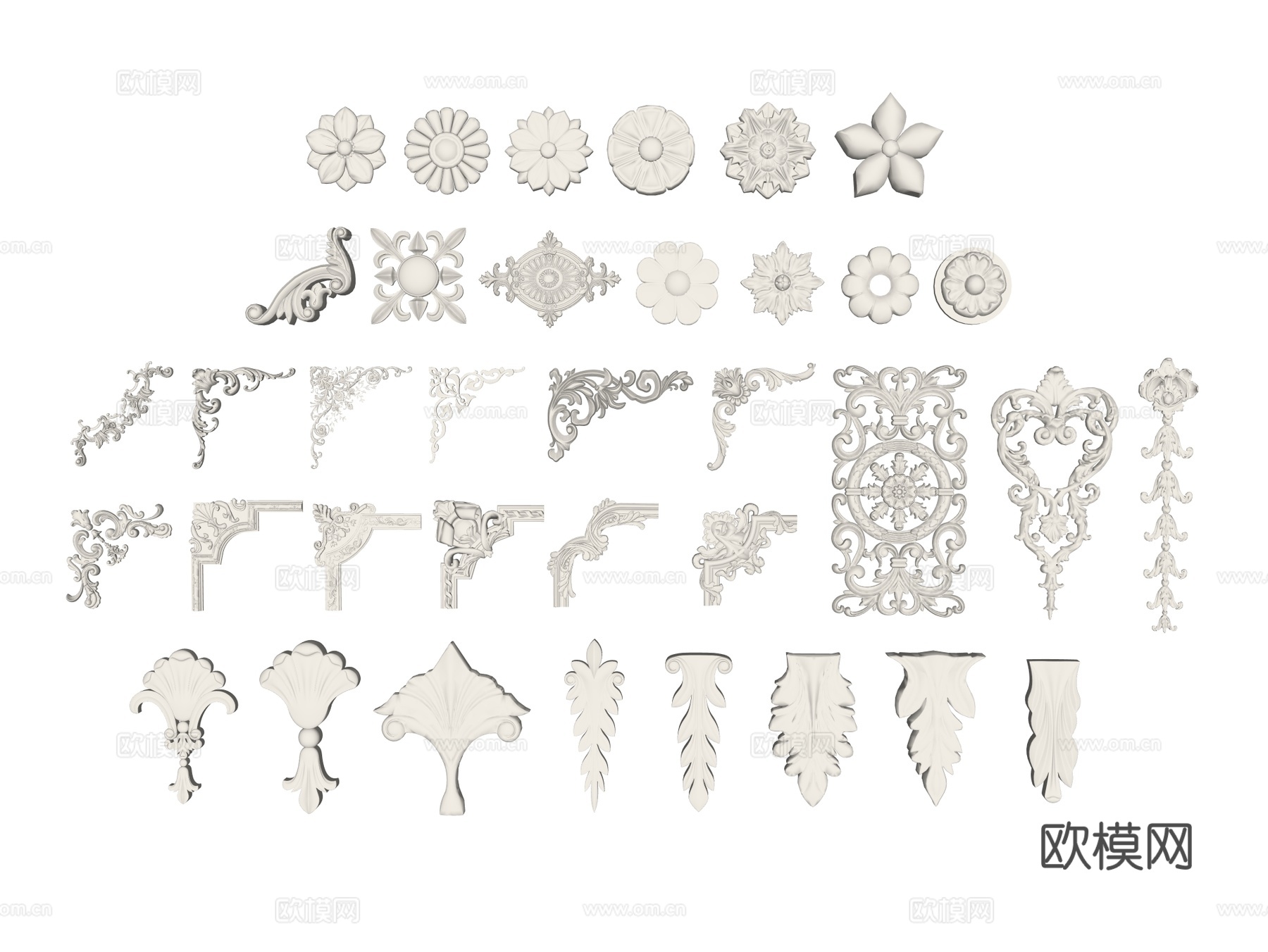 浮雕 雕花 装饰构件su模型下载（渲染图2）