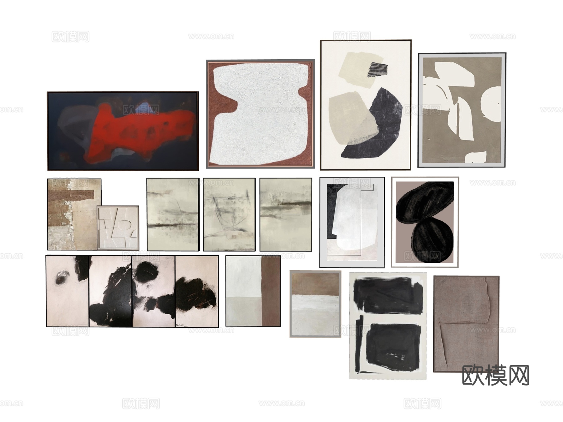 挂画组合 装饰挂画 装饰画 创意画su模型