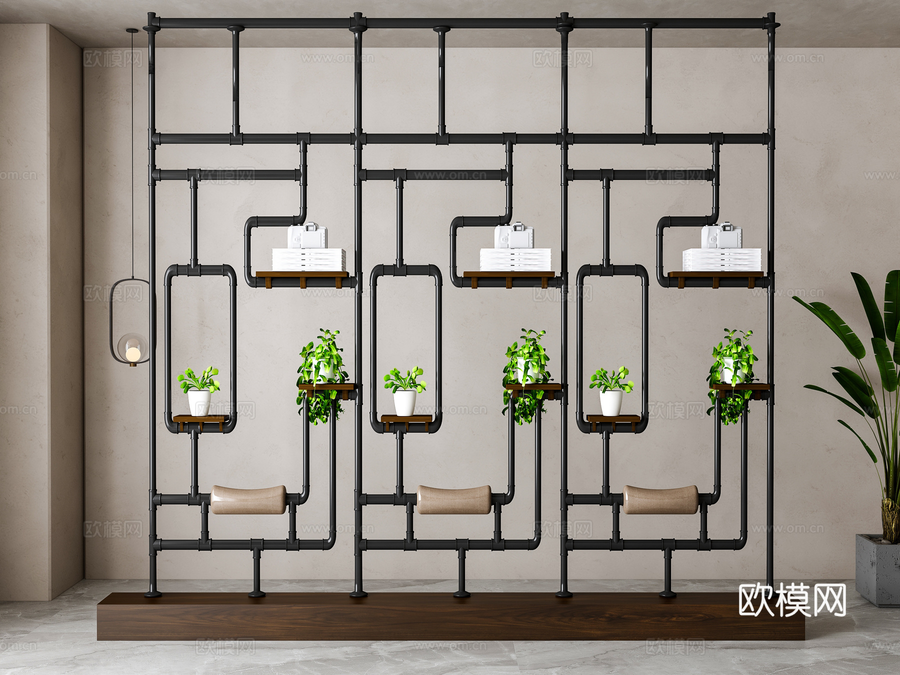 北欧隔断su模型下载（渲染图1）