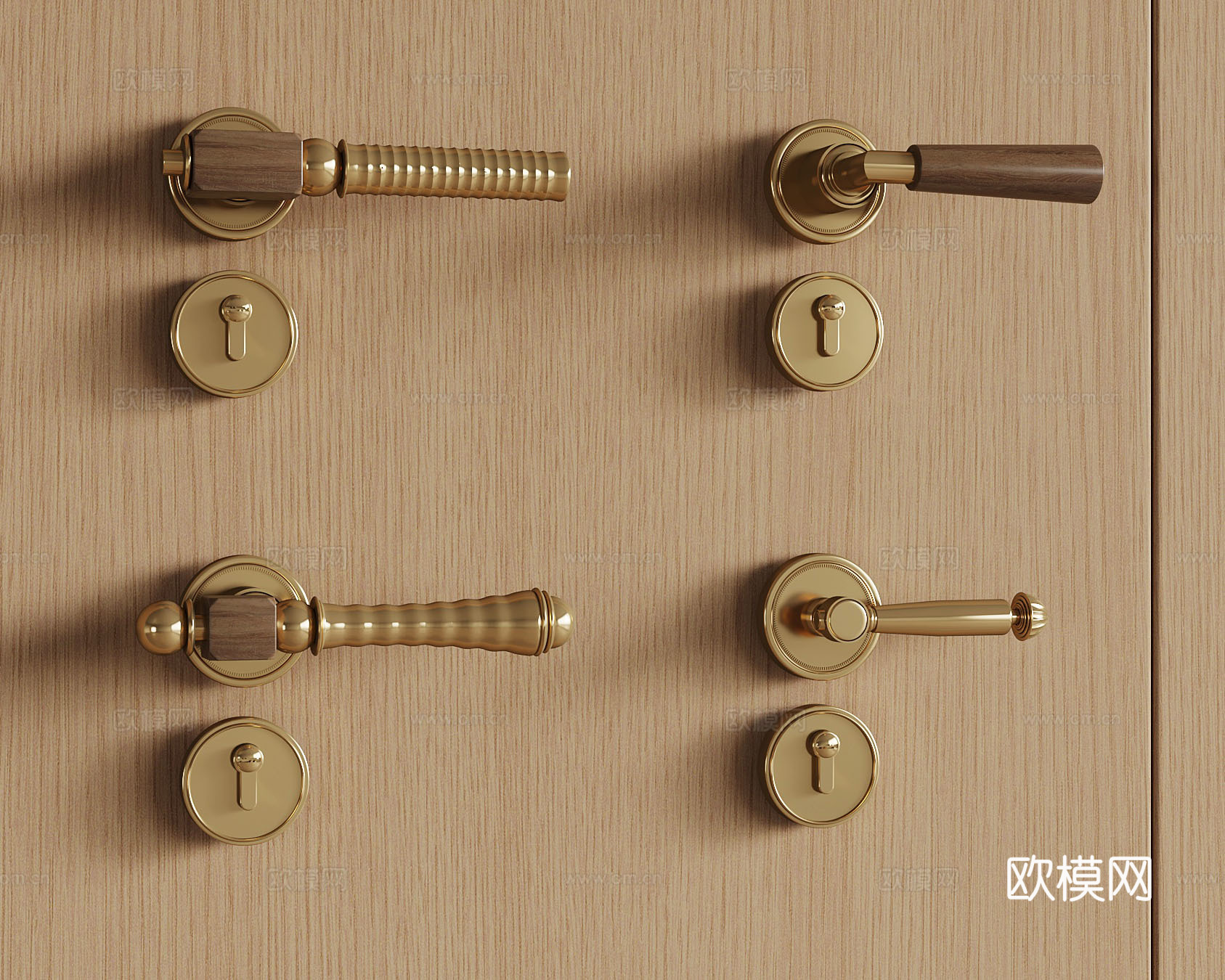 法式中古风拉手 门把手 金属门把手3d模型下载