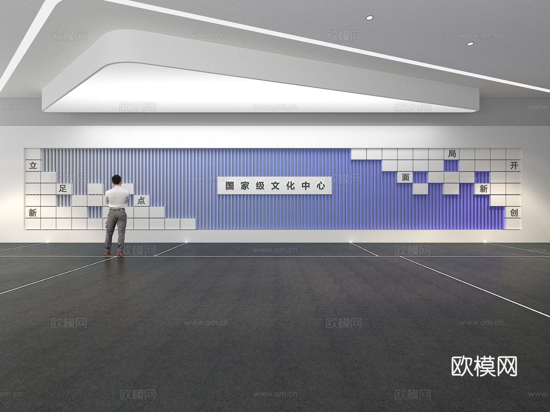 文化墙 企业文化墙 展示墙 主题墙 展厅 校园文化 教室su模型下载（渲染图1）