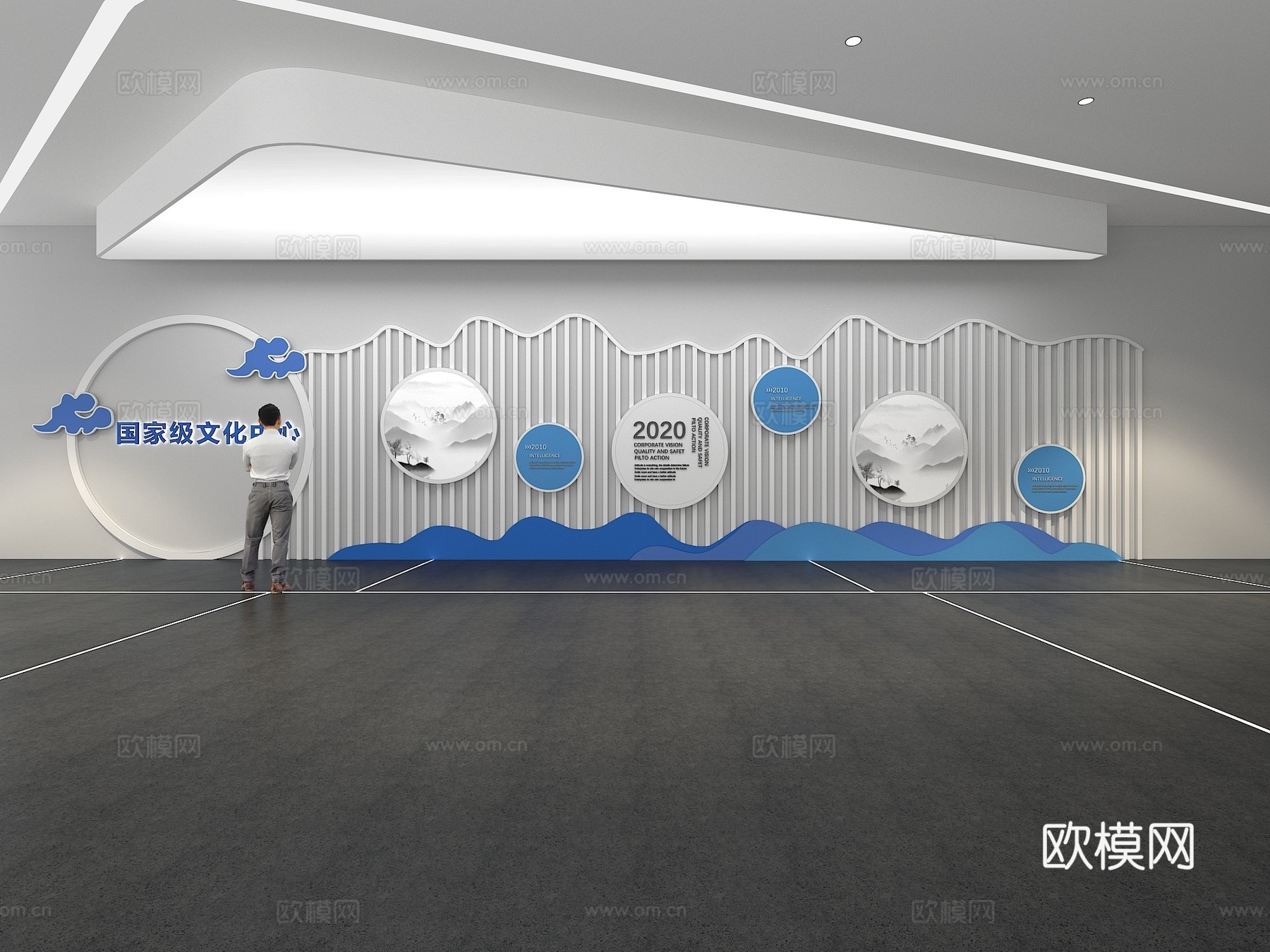 文化墙 企业文化墙 展示墙 主题墙 展厅 校园文化 教室su模型下载（渲染图1）