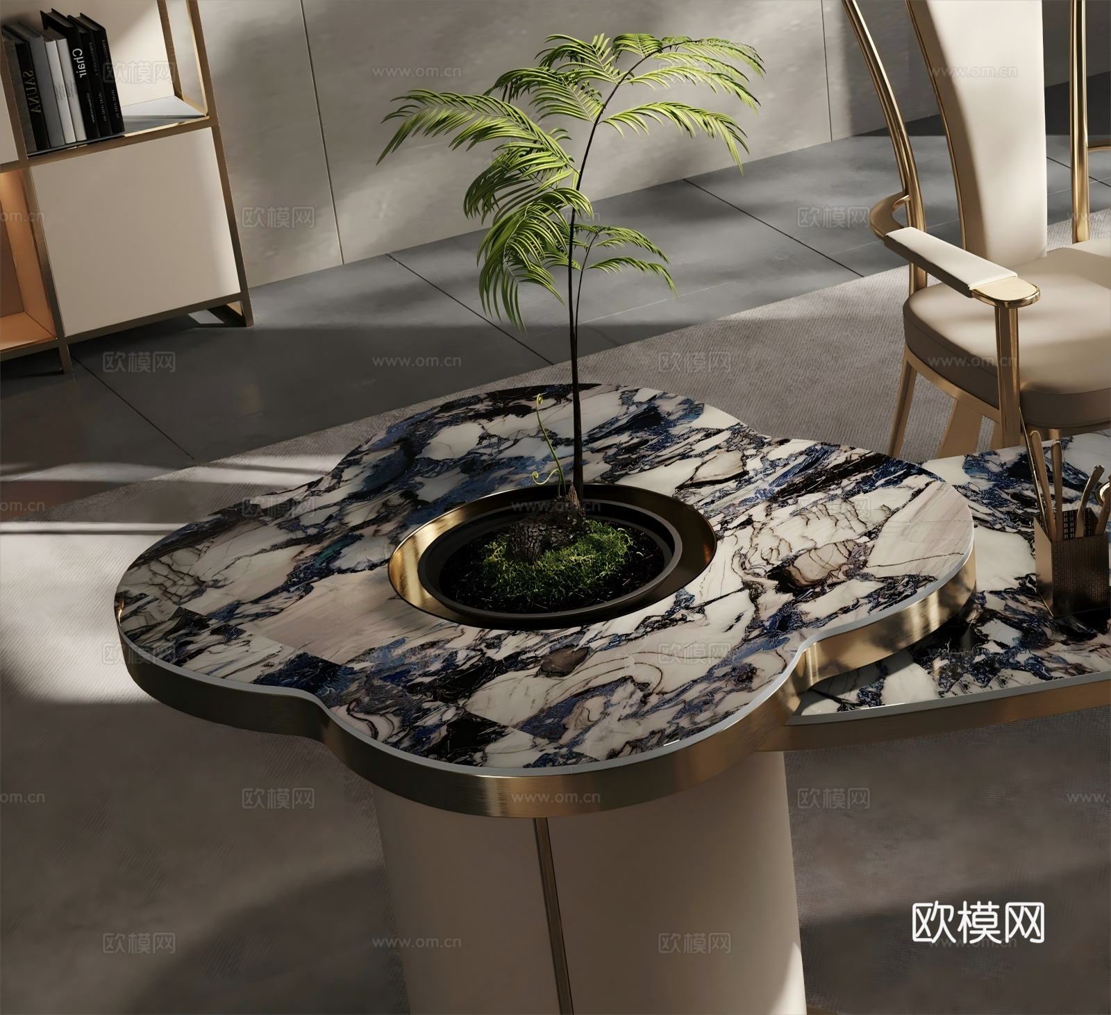 现代轻奢茶桌椅3d模型