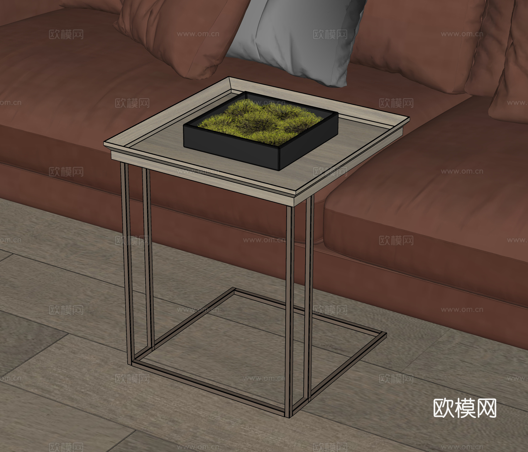 Porada 沙发边靠 边几 角几 方形边几su模型