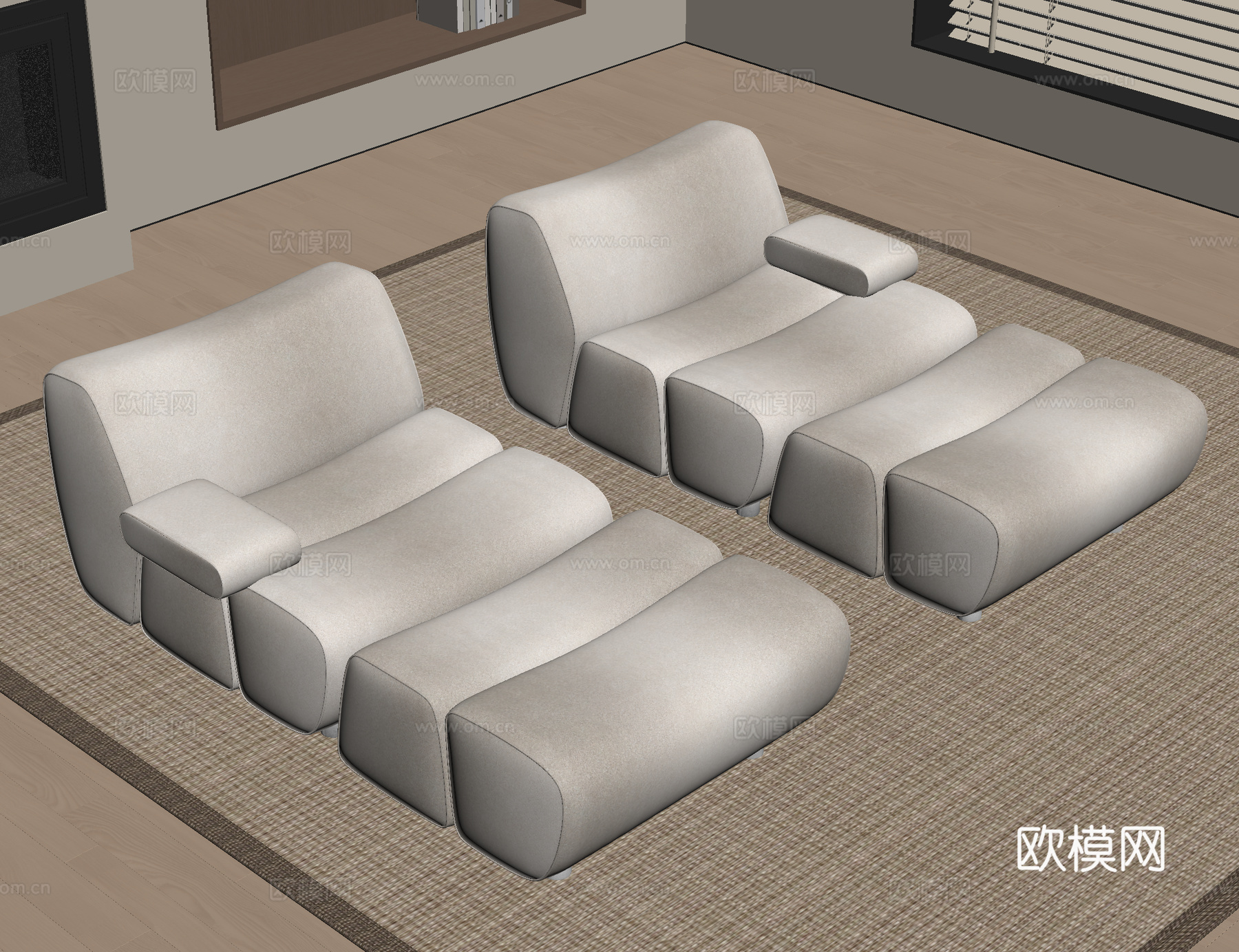 懒人沙发 休闲沙发 休闲躺椅su模型