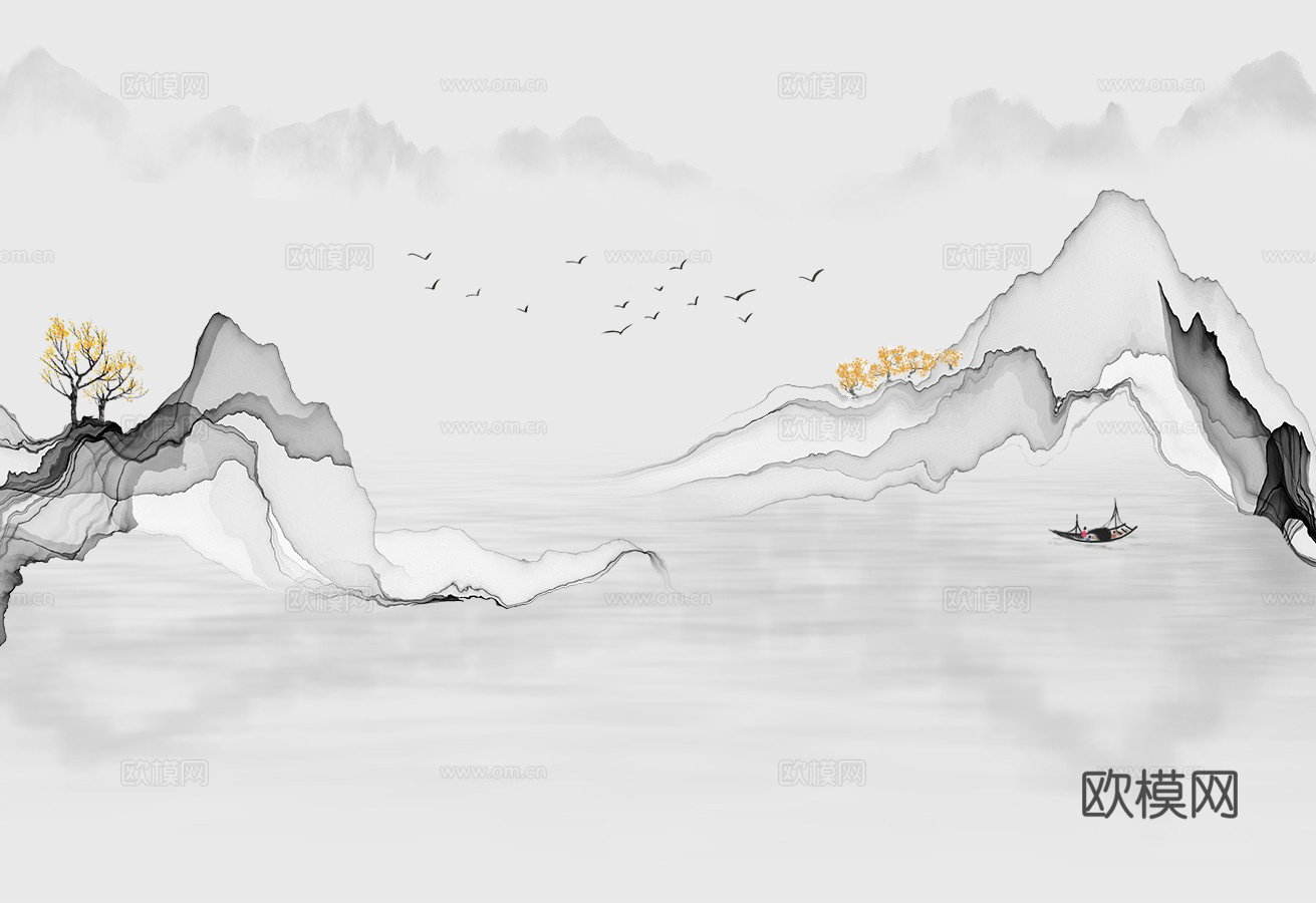 新中式水墨山水画