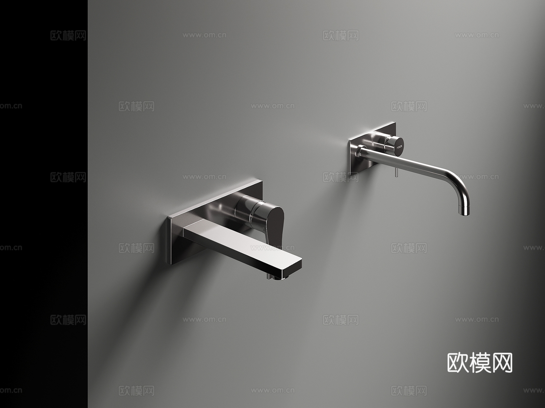 现代入墙式水龙头su模型