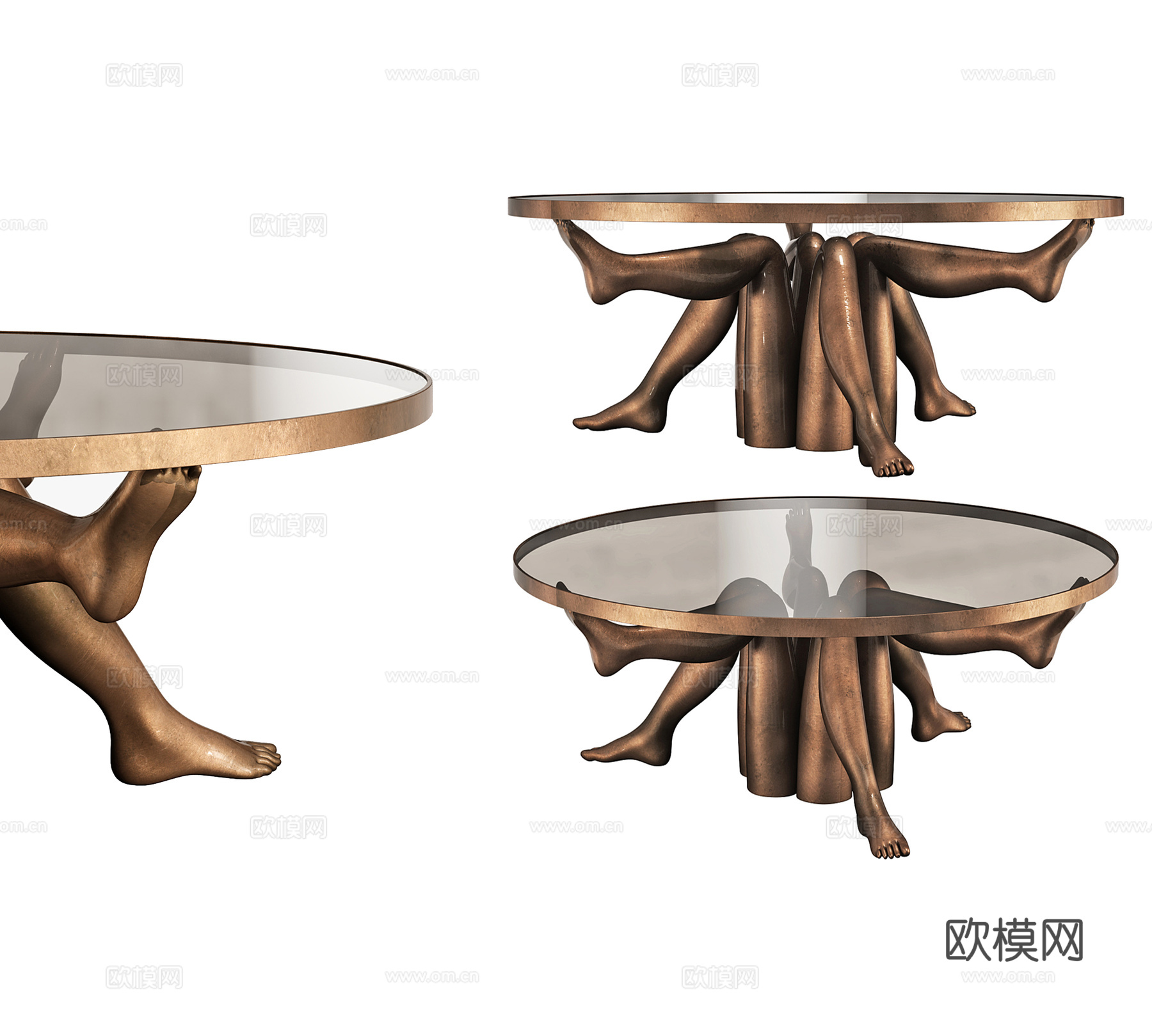 现代轻奢人形圆形餐桌3d模型