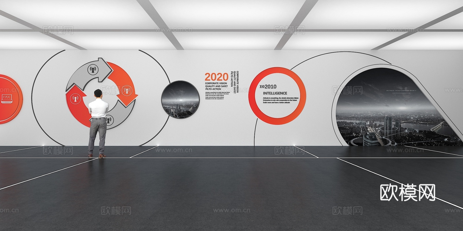 文化墙 企业文化墙 展示墙 主题墙 展厅 校园文化 教室su模型下载（渲染图1）