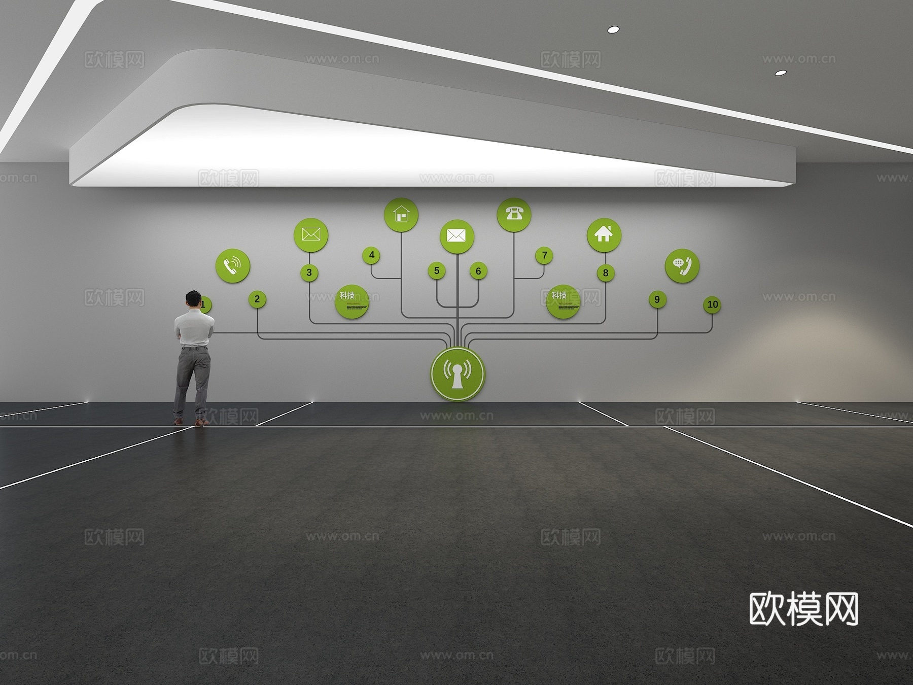 文化墙 企业文化墙 展示墙 主题墙 展厅 校园文化 教室su模型下载（渲染图1）