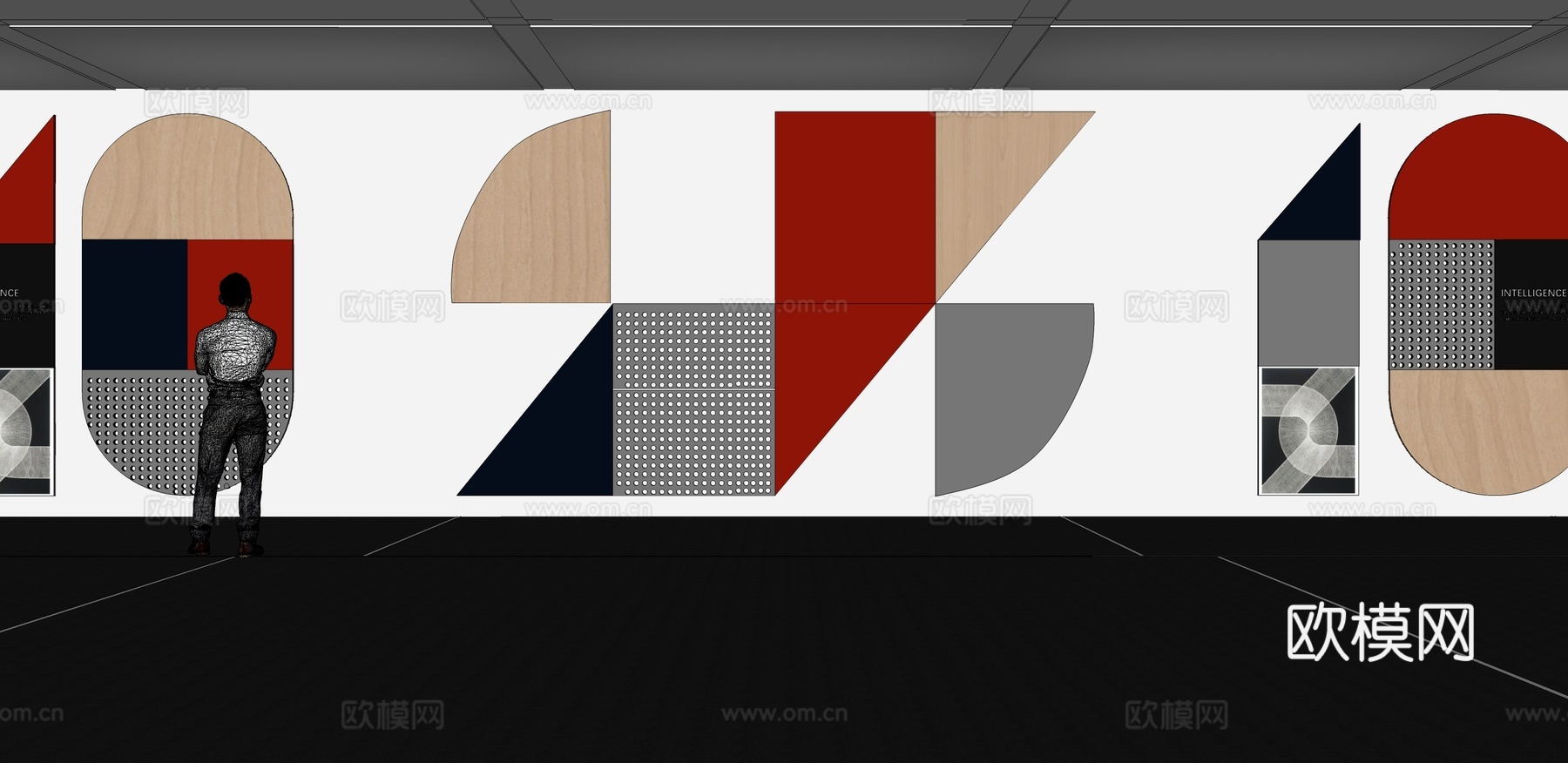 文化墙 企业文化墙 展示墙 主题墙 展厅 校园文化 教室su模型下载（渲染图2）