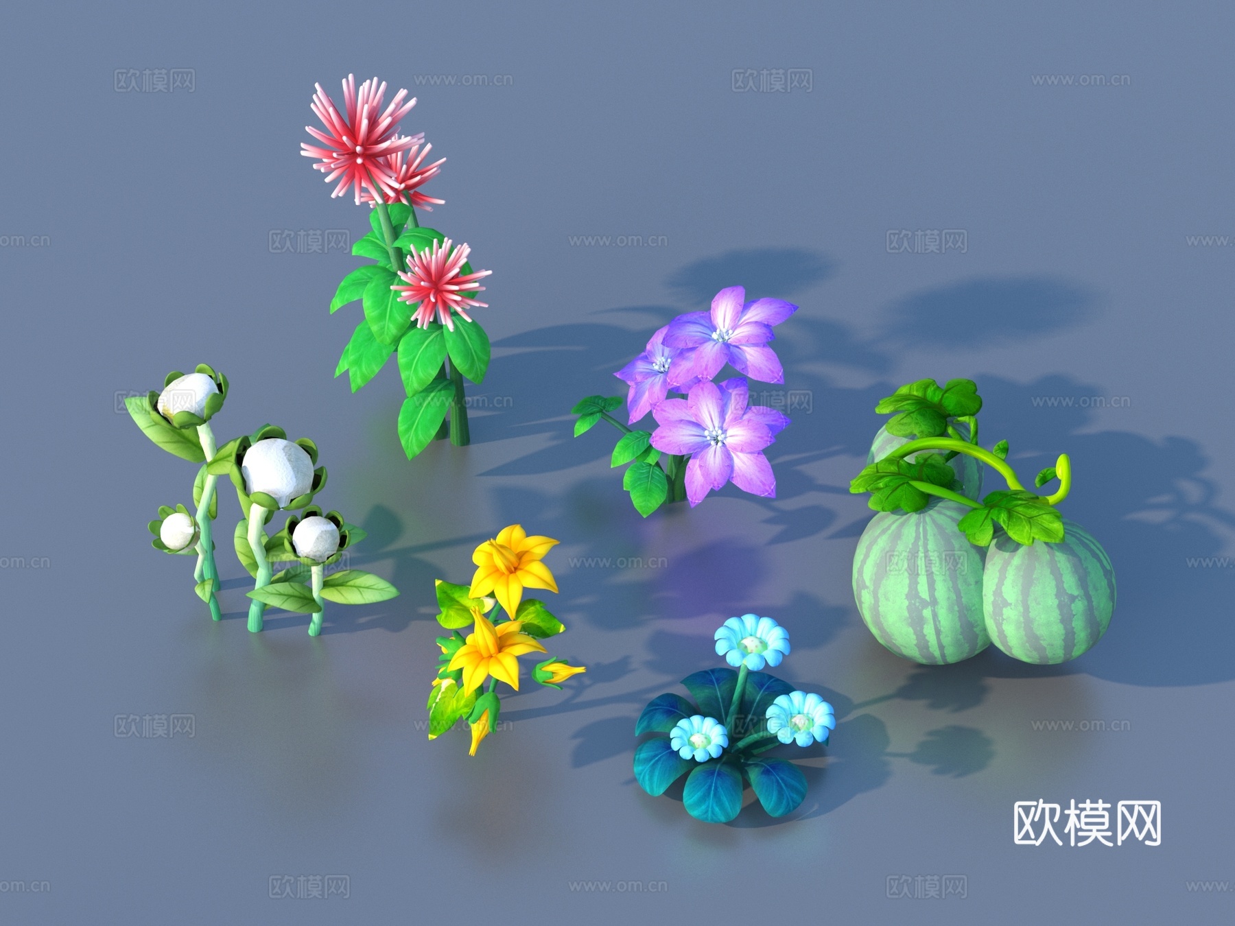 卡通 植物 灌木 花草3d模型