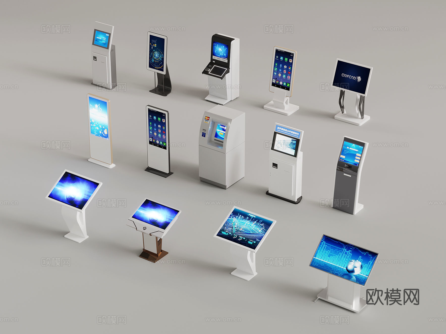 ATM机 现代查询机 取号机 挂号机 取票机su模型下载（渲染图1）