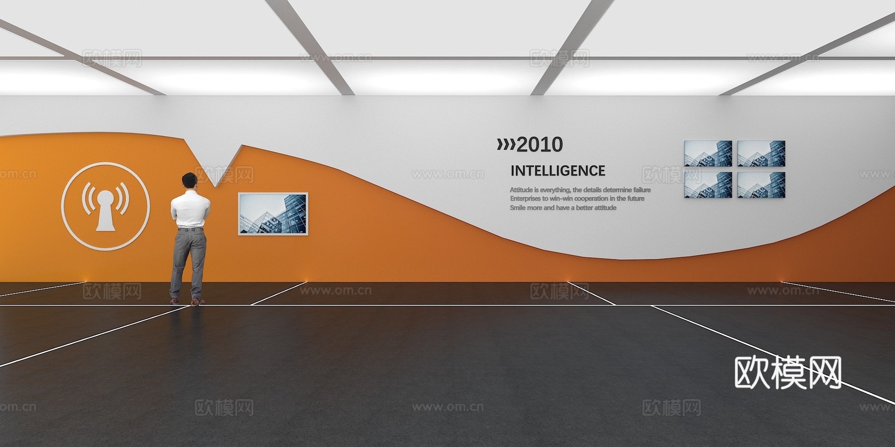 文化墙 企业文化墙 展示墙 主题墙 展厅 校园文化 教室su模型下载（渲染图1）