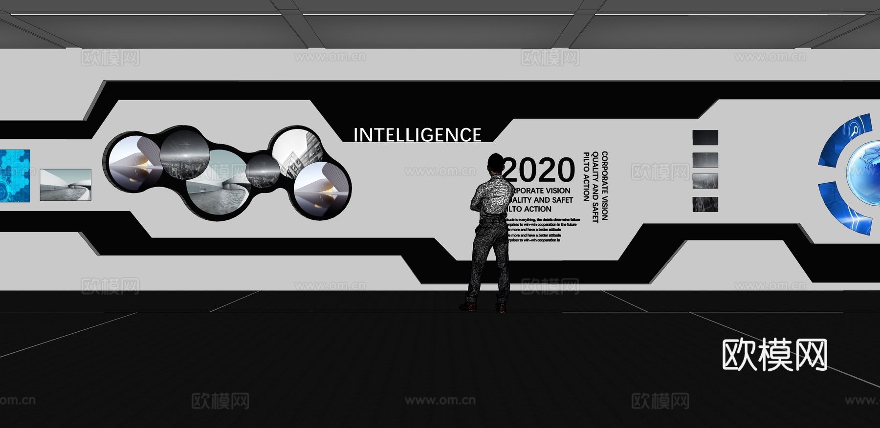 文化墙 企业文化墙 展示墙 VR 展厅 校园文化 教室su模型