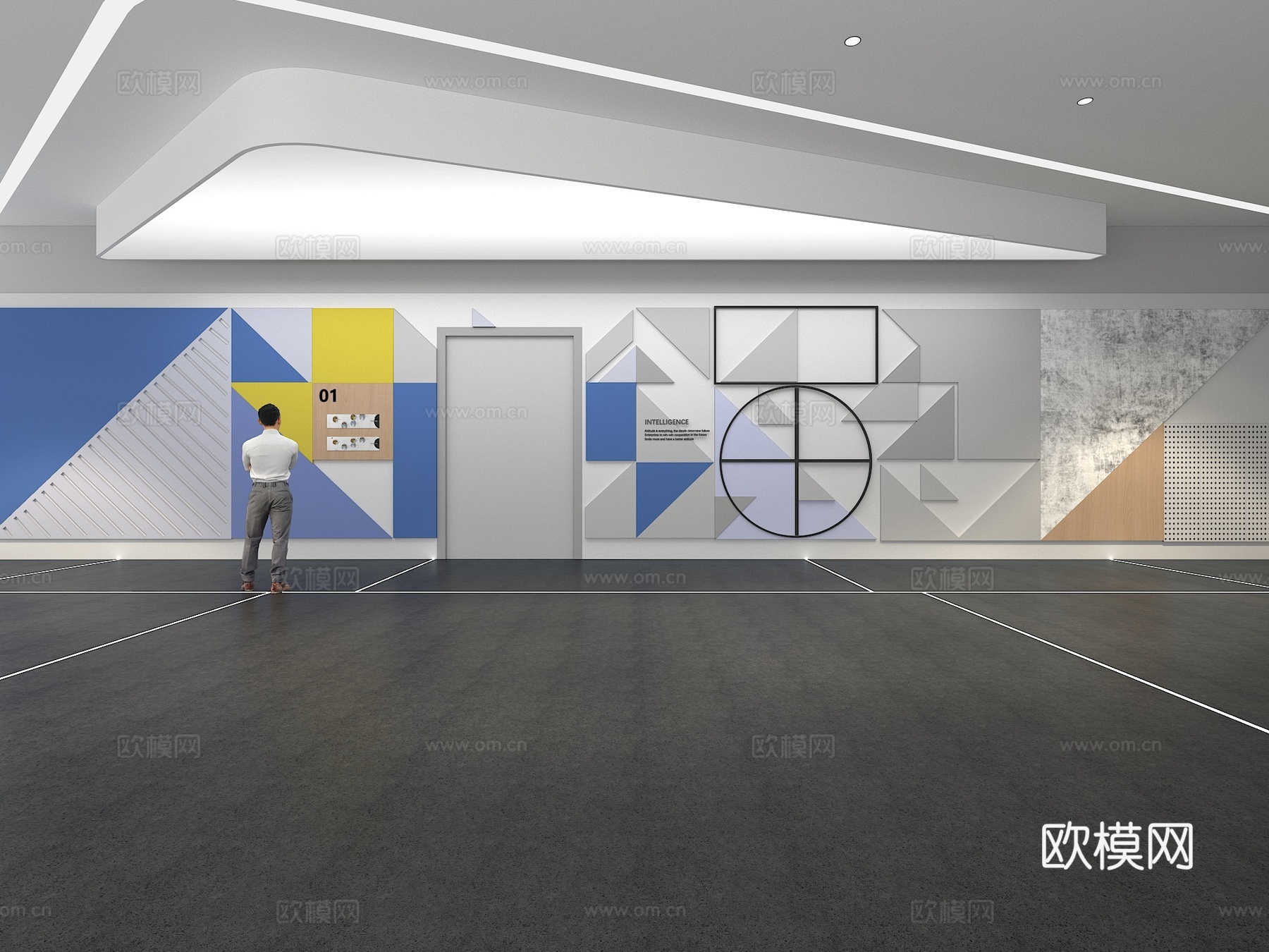 文化墙 企业文化墙 展示墙 主题墙 展厅 校园文化 教室su模型下载（渲染图1）