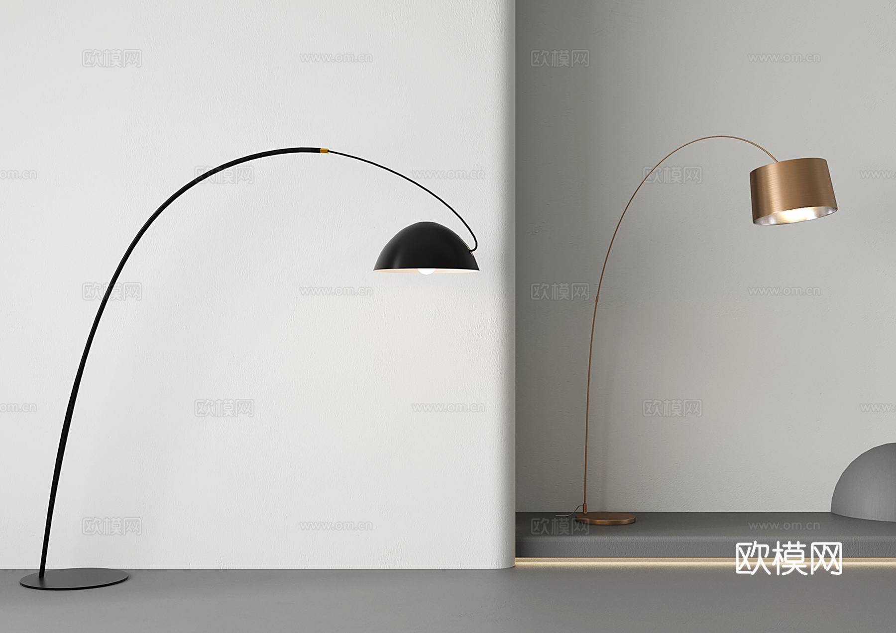 现代钓鱼灯 落地灯 可伸缩客厅灯 高级感立式灯 金属su模型