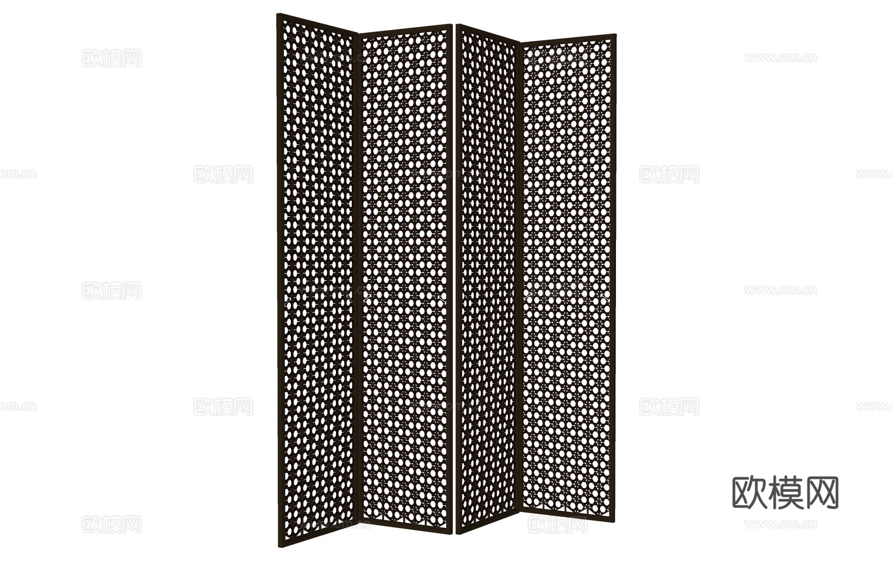 屏风隔断门档   木屏风su模型下载（渲染图2）