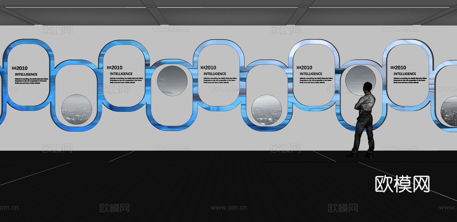 文化墙 企业文化墙 展示墙 VR 展厅 校园文化 教室su模型下载（渲染图2）