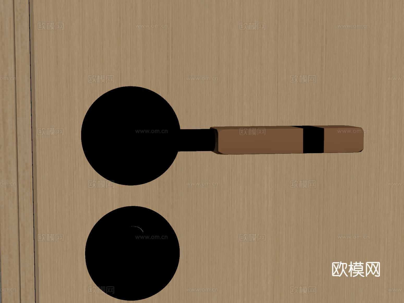 现代中古门锁 拉手su模型