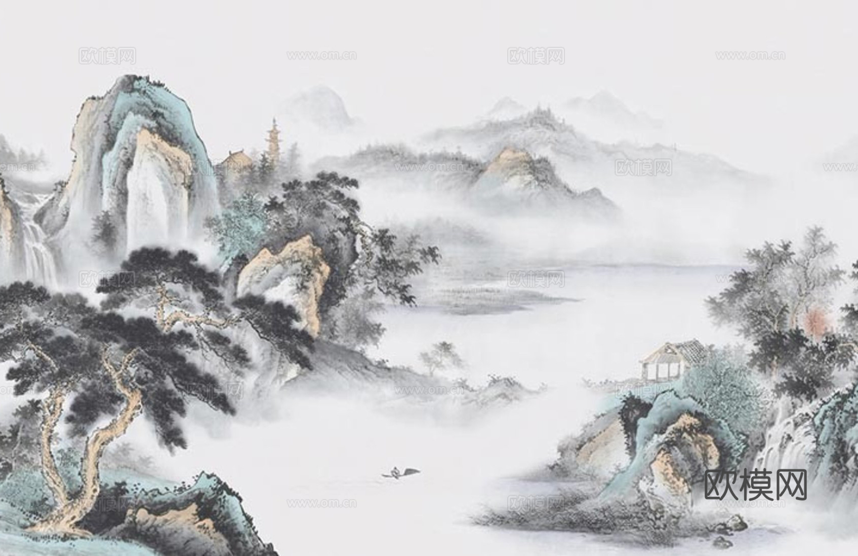 新中式水墨山水画