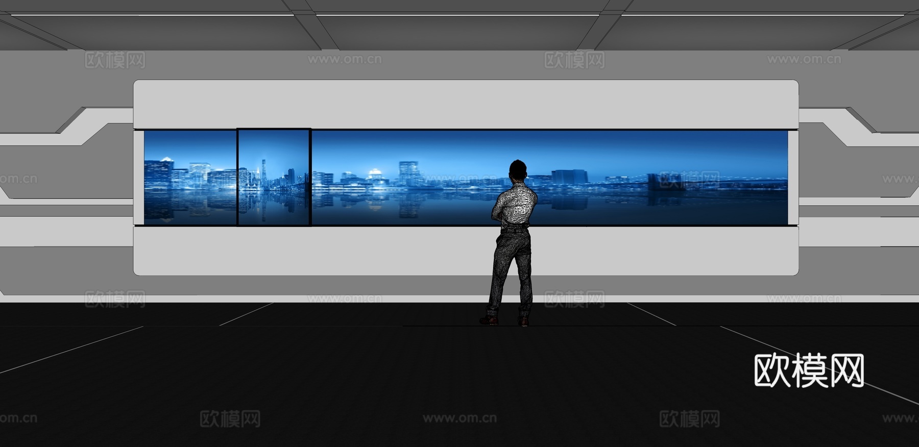 滑轨屏 企业文化墙 展示墙 VR 展厅 校园文化 教室su模型