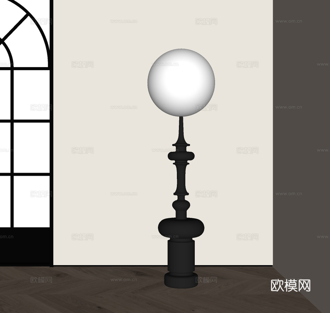法式复古落地灯su模型