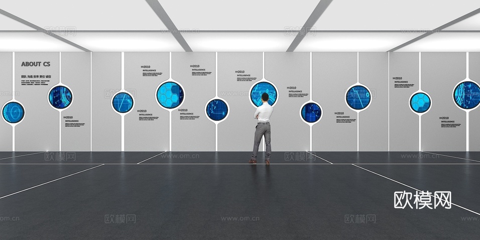 文化墙 企业文化墙 展示墙 VR 展厅 校园文化 教室su模型下载(渲染图1)