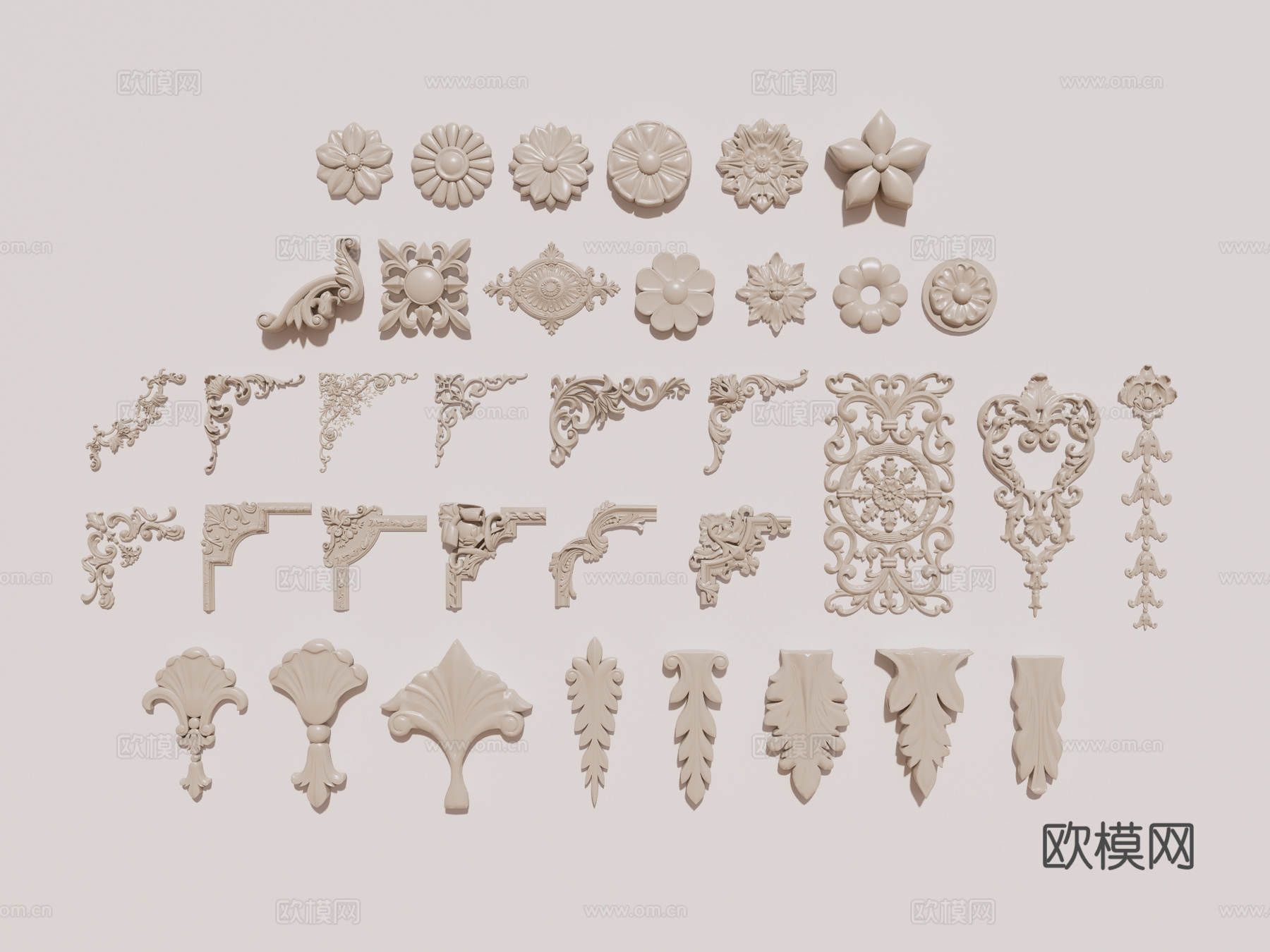 浮雕 雕花 装饰构件su模型下载（渲染图1）