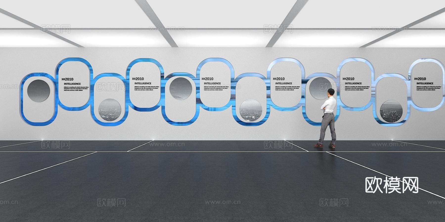 文化墙 企业文化墙 展示墙 VR 展厅 校园文化 教室su模型下载（渲染图1）