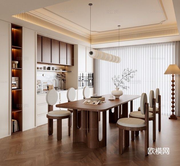 中古風(fēng)餐廳3d模型下載