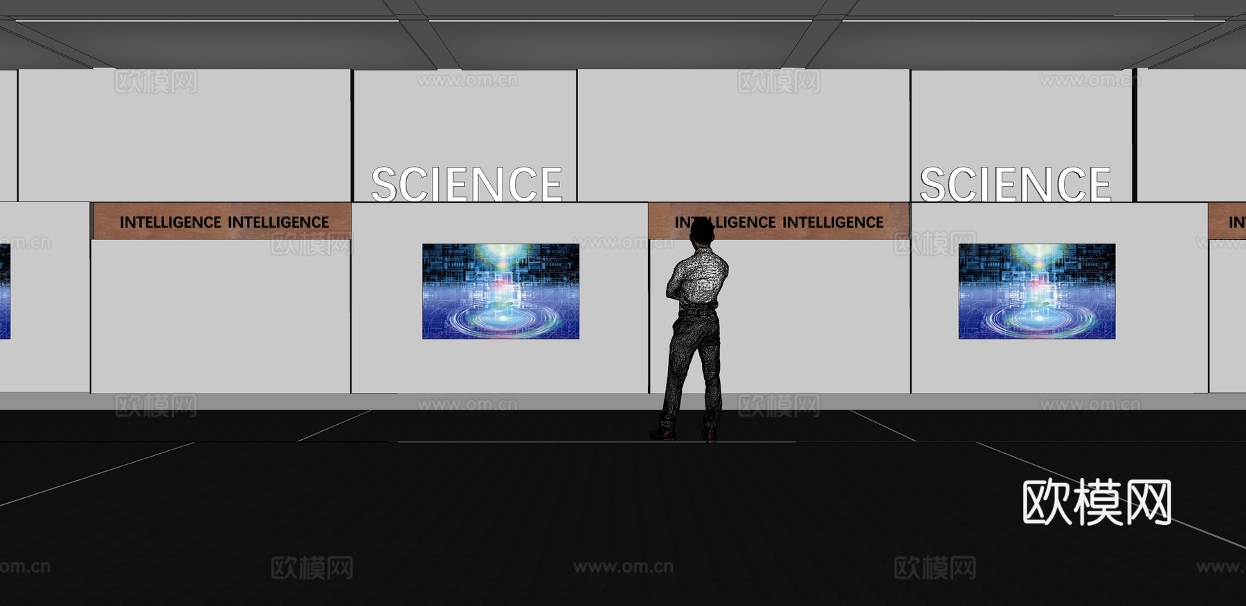 文化墙 企业文化墙 展示墙 VR 展厅 校园文化 教室su模型下载（渲染图2）